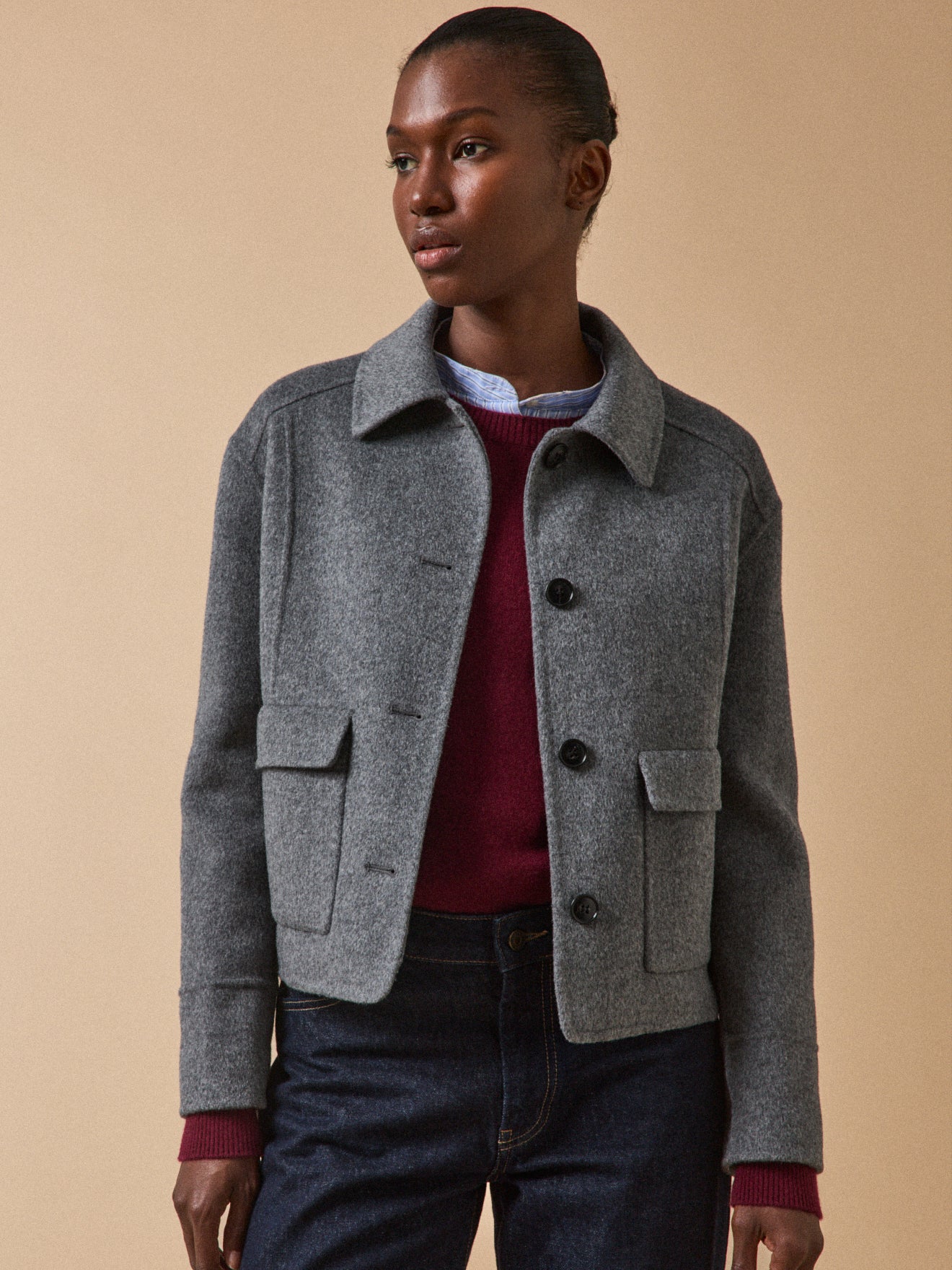 Veste boutonnée lainage double face femme Cyrillus FR