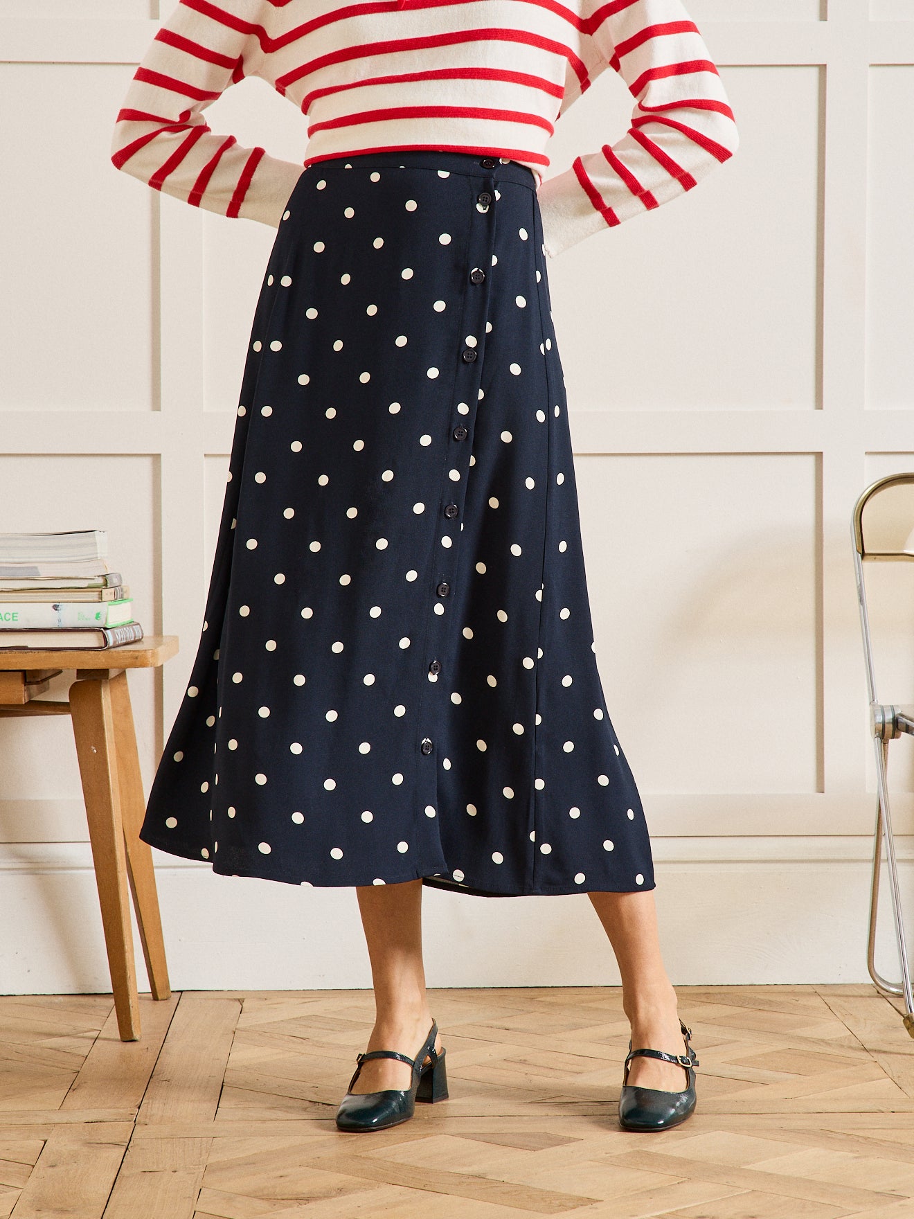 Skirt Jupe Longue A Pois Pacap Detail Jupe Rouge A Pois Jupe
