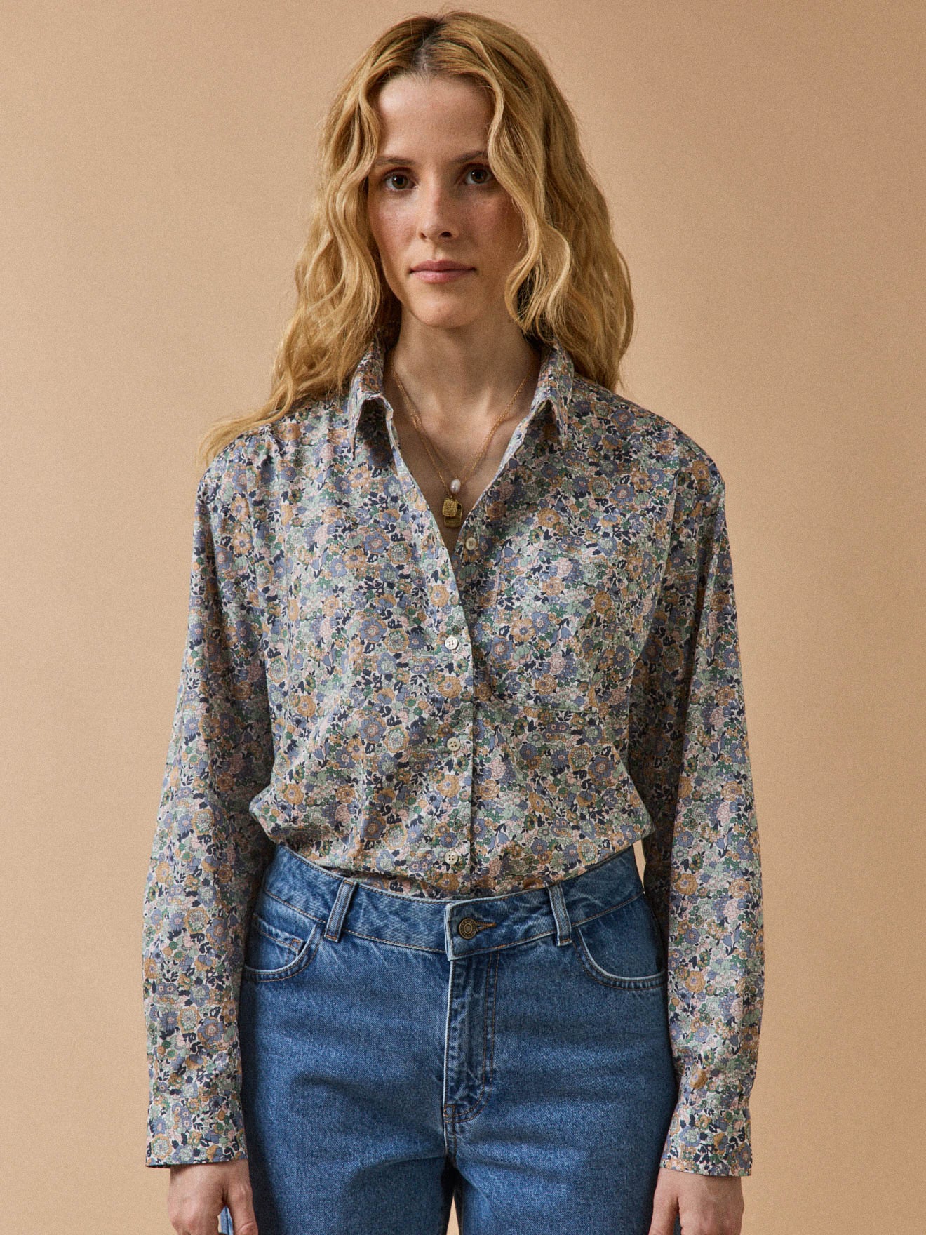 Liberty Chemise Cyrillus Blouse Col Volanté Femme Tissu Liberty