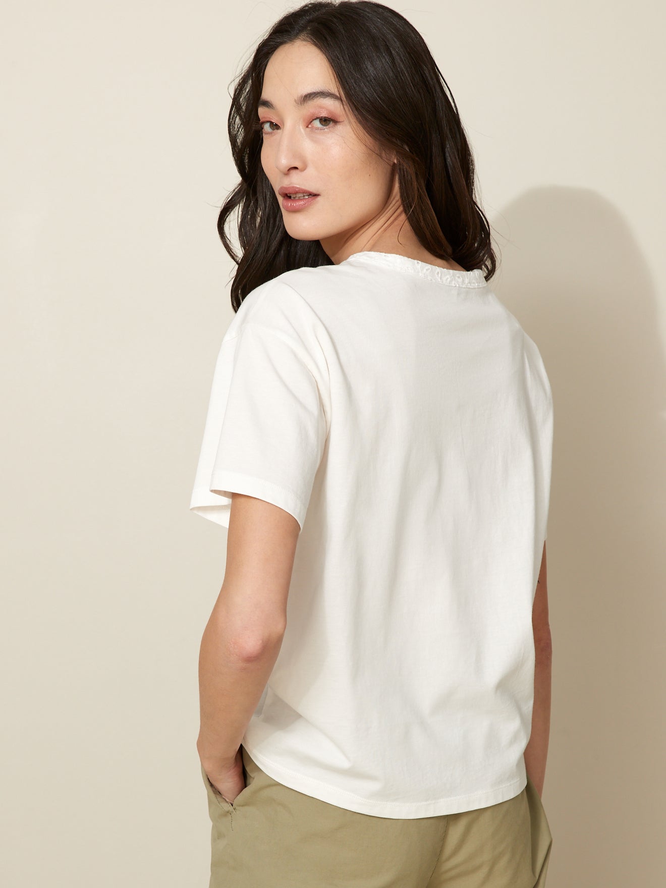 T-shirt femme broderie anglaise - coton biologique