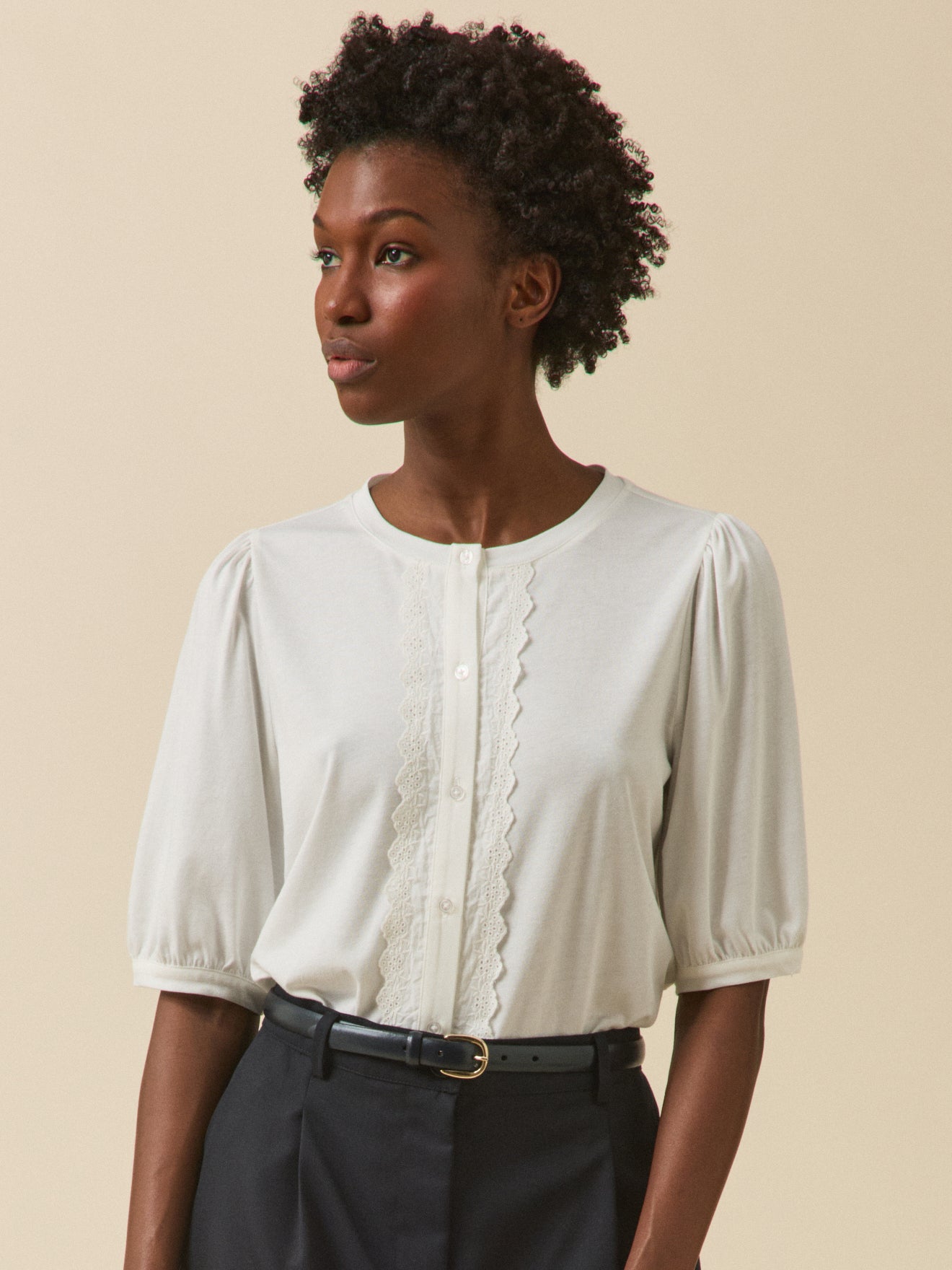 agnes b - Vintage Agnès b à manches longues rayé gris Tshirt chemise