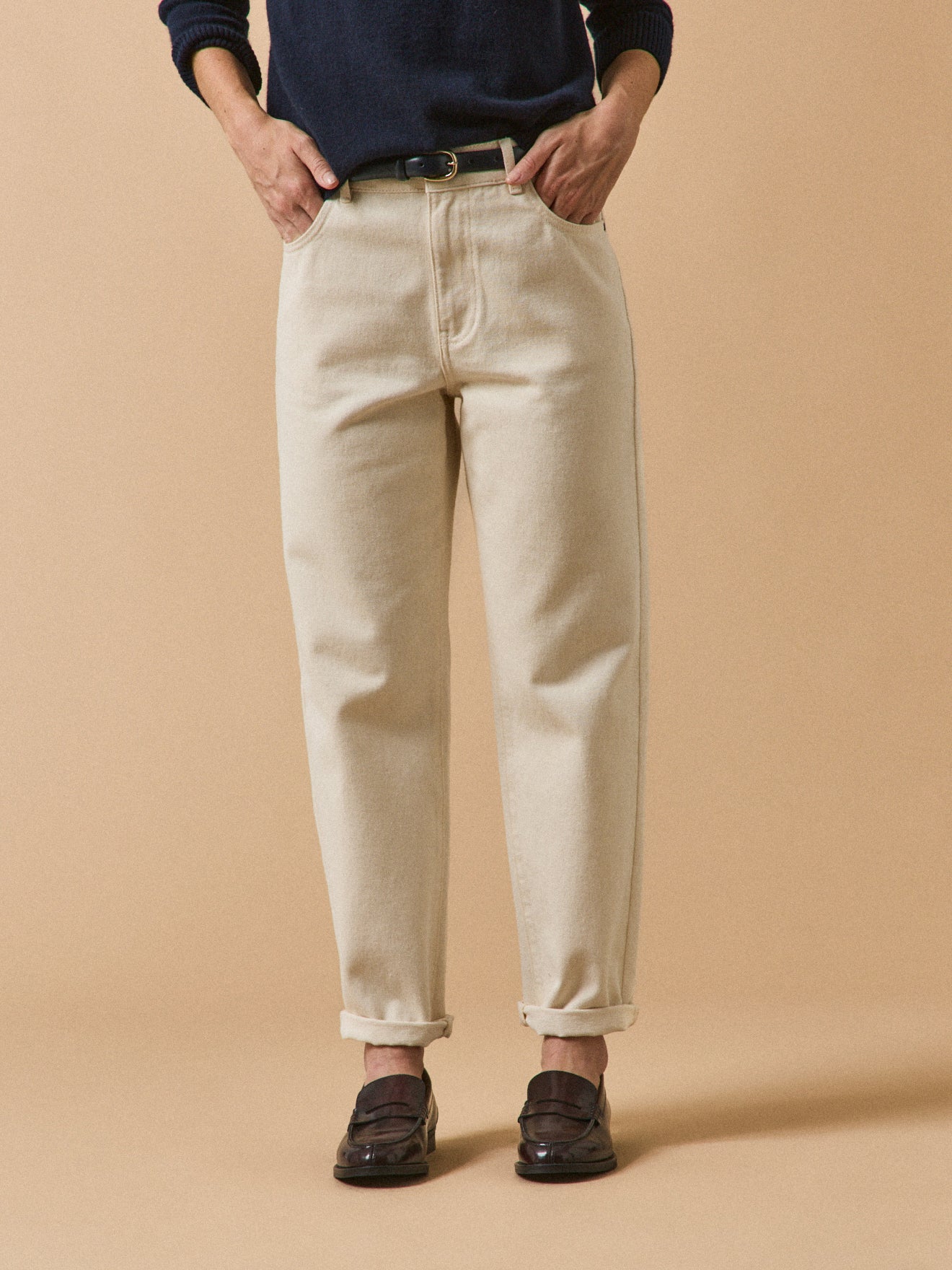 Jean mom femme Claire coton biologique délavage écoresponsable