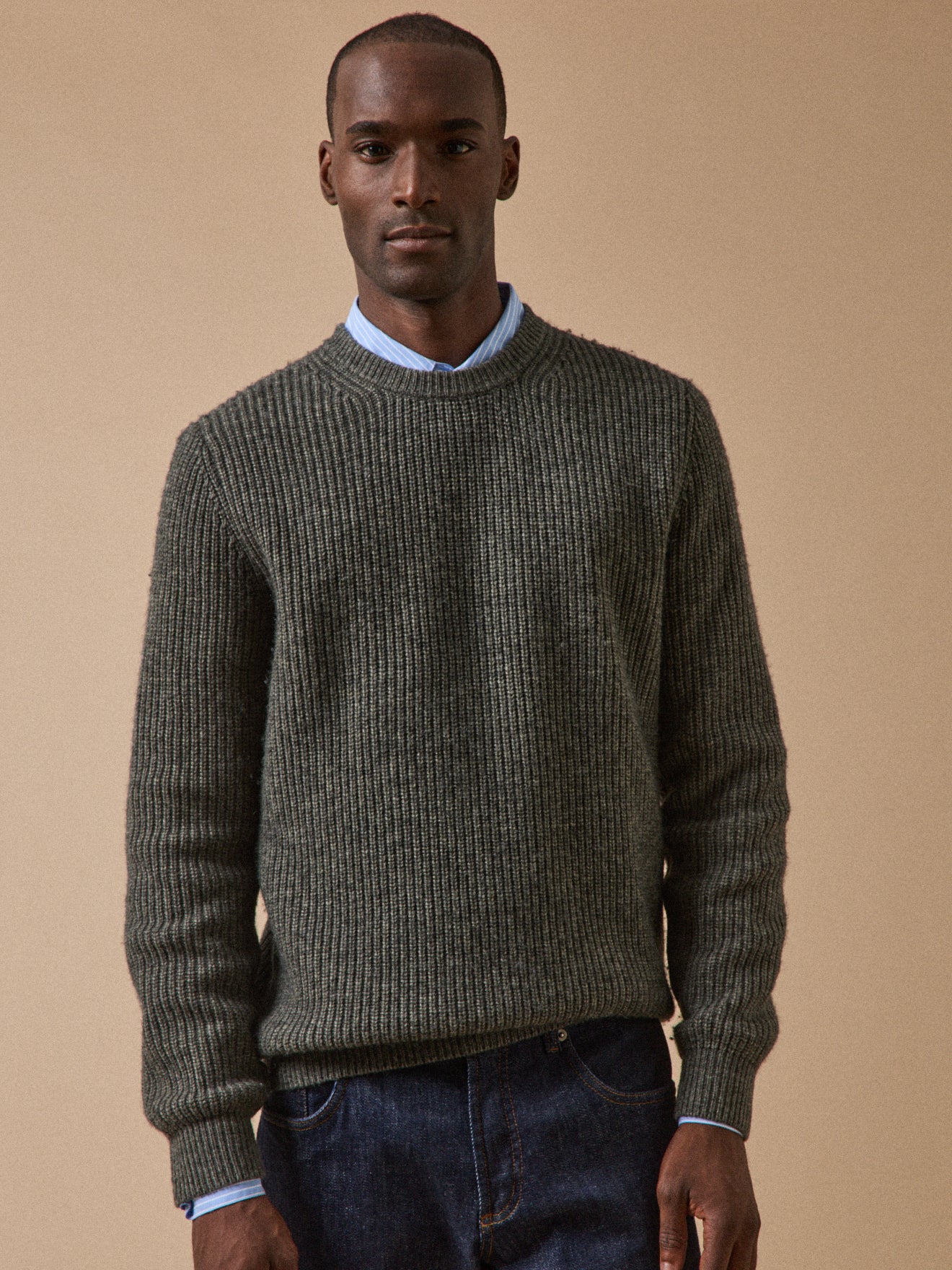 Jeans Pull Homme En Laine Col Rond Pull Col Rond Maille Côtelée