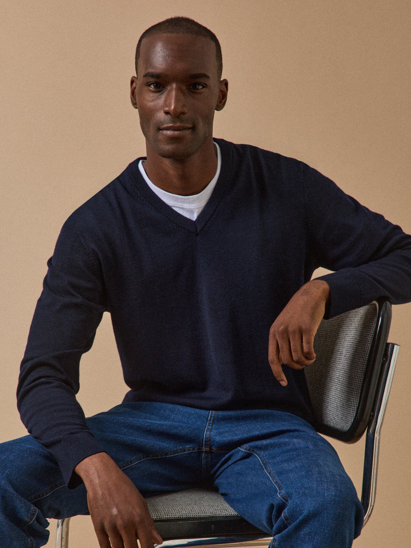 Pull fin col V laine mérinos homme Cyrillus FR - Main Image