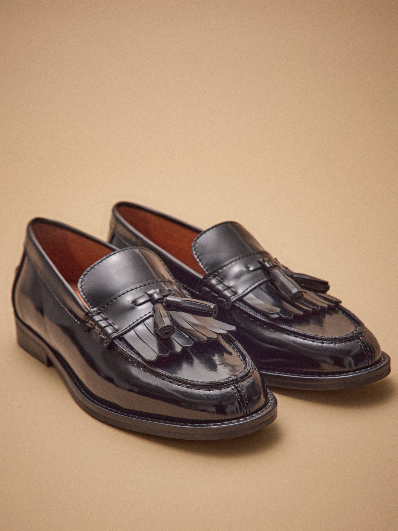 Mocassins Homme French Shriner En Cuir Noir à Pompons Sterling - Taille US 12, Largeur B (étroit) - Occasion Très Bon état