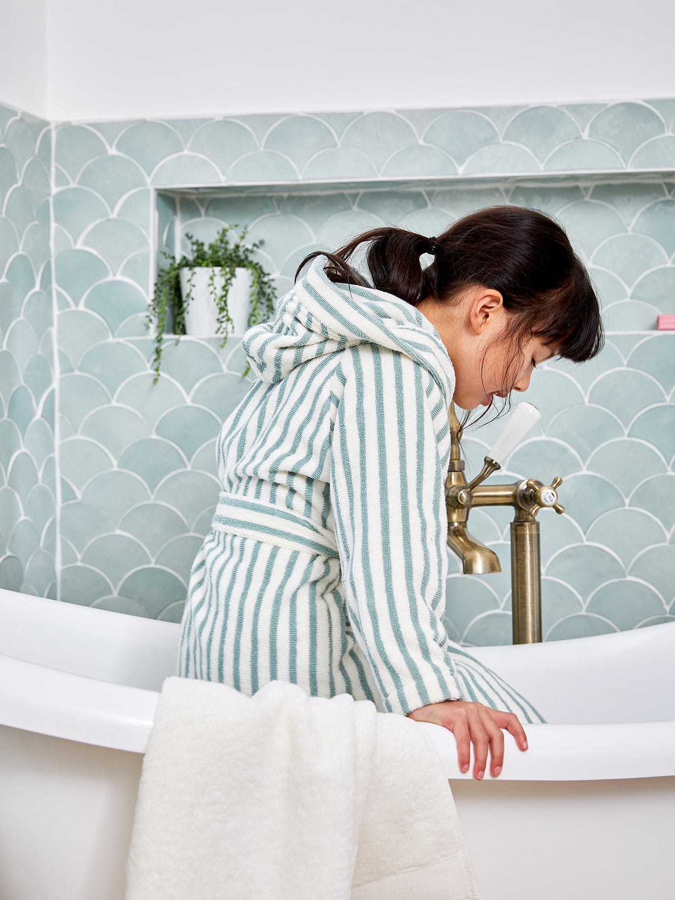 Peignoir coton rayé enfant Cyrillus FR - Main Image