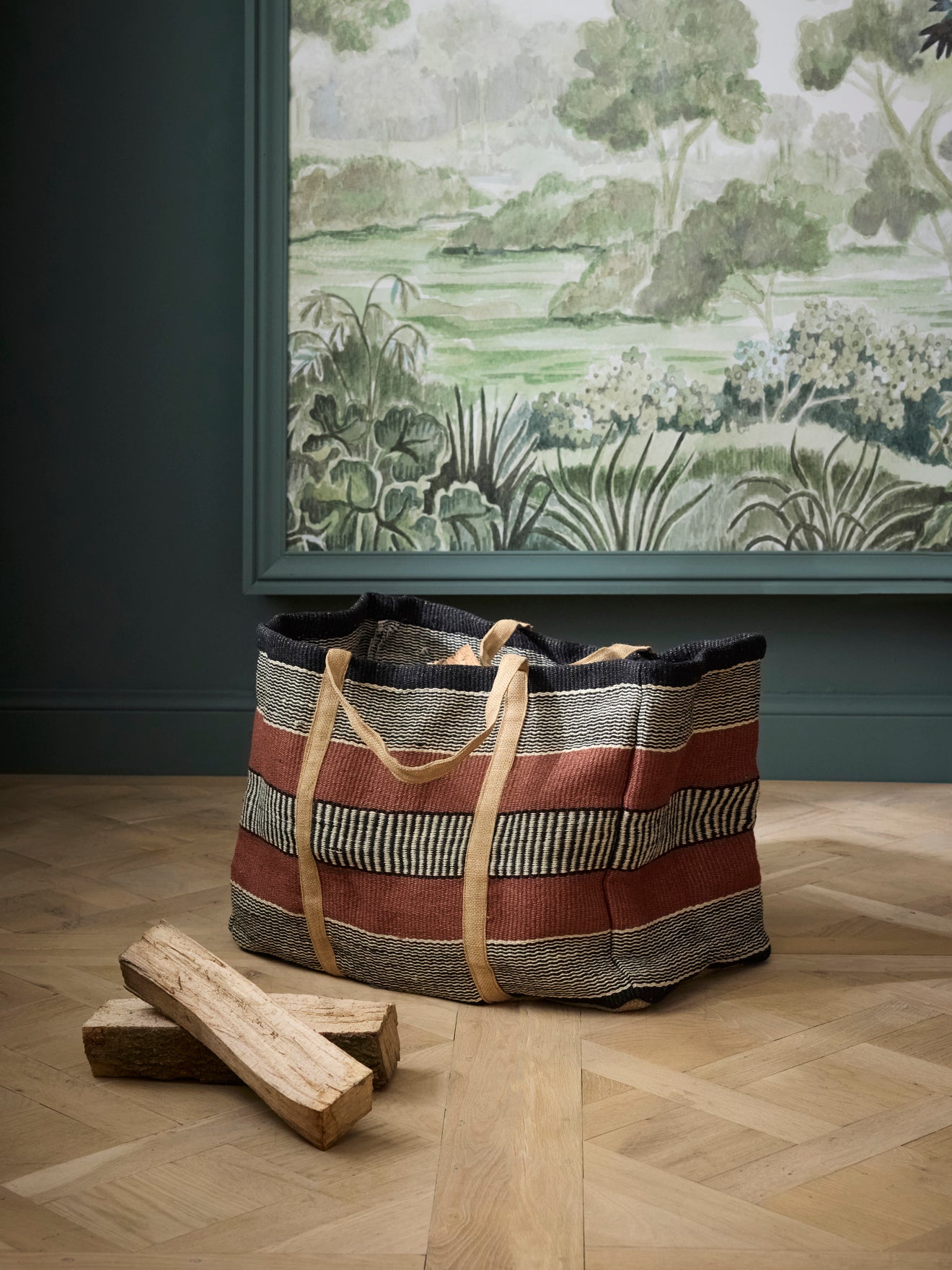 Sac à bûches rayé en jute Cyrillus FR - Main Image