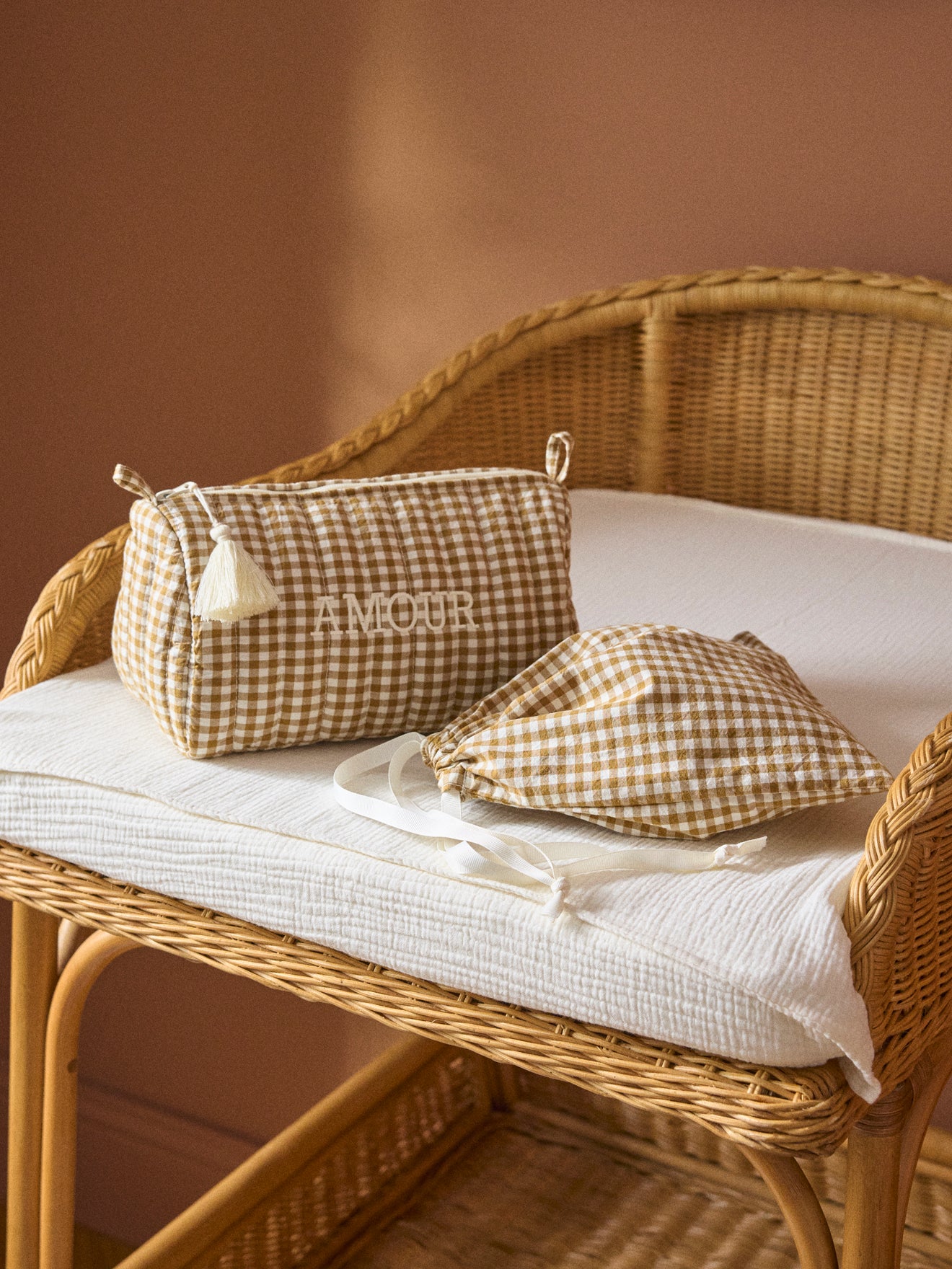 Trousse de toilette en coton vichy