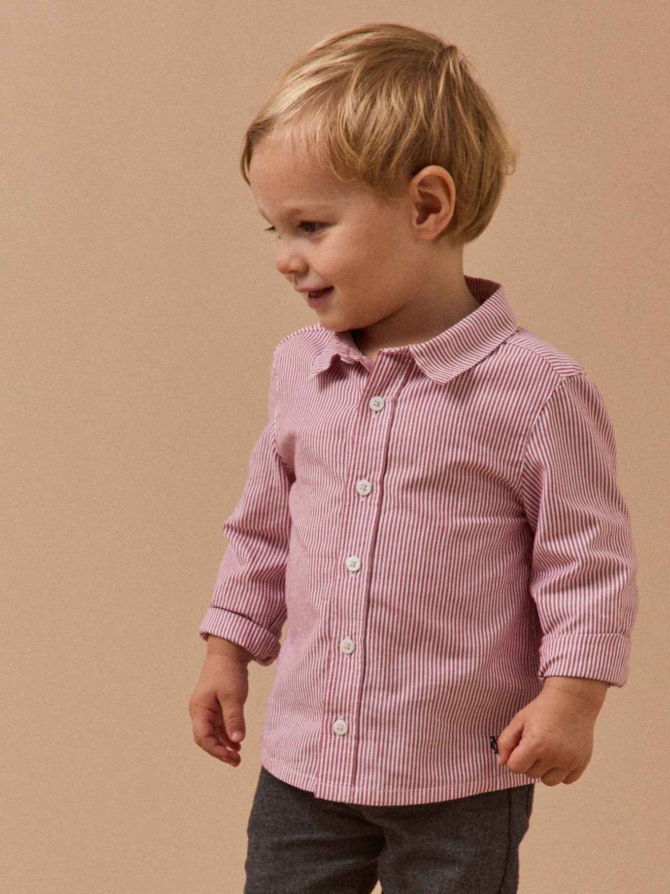 Chemise Garçon Chaps Rouge Rayée - Taille 18/20 (XL) - Manches Longues - Occasion