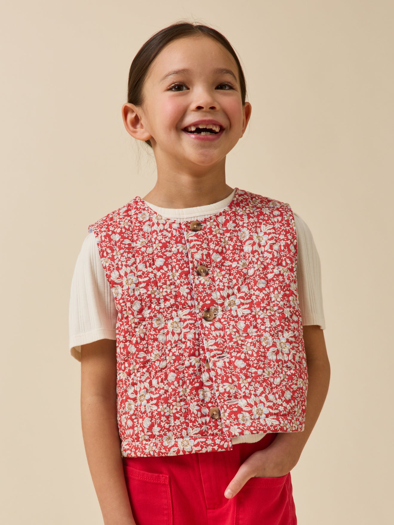 Veste sans manches matelassée Fille tissu Liberty