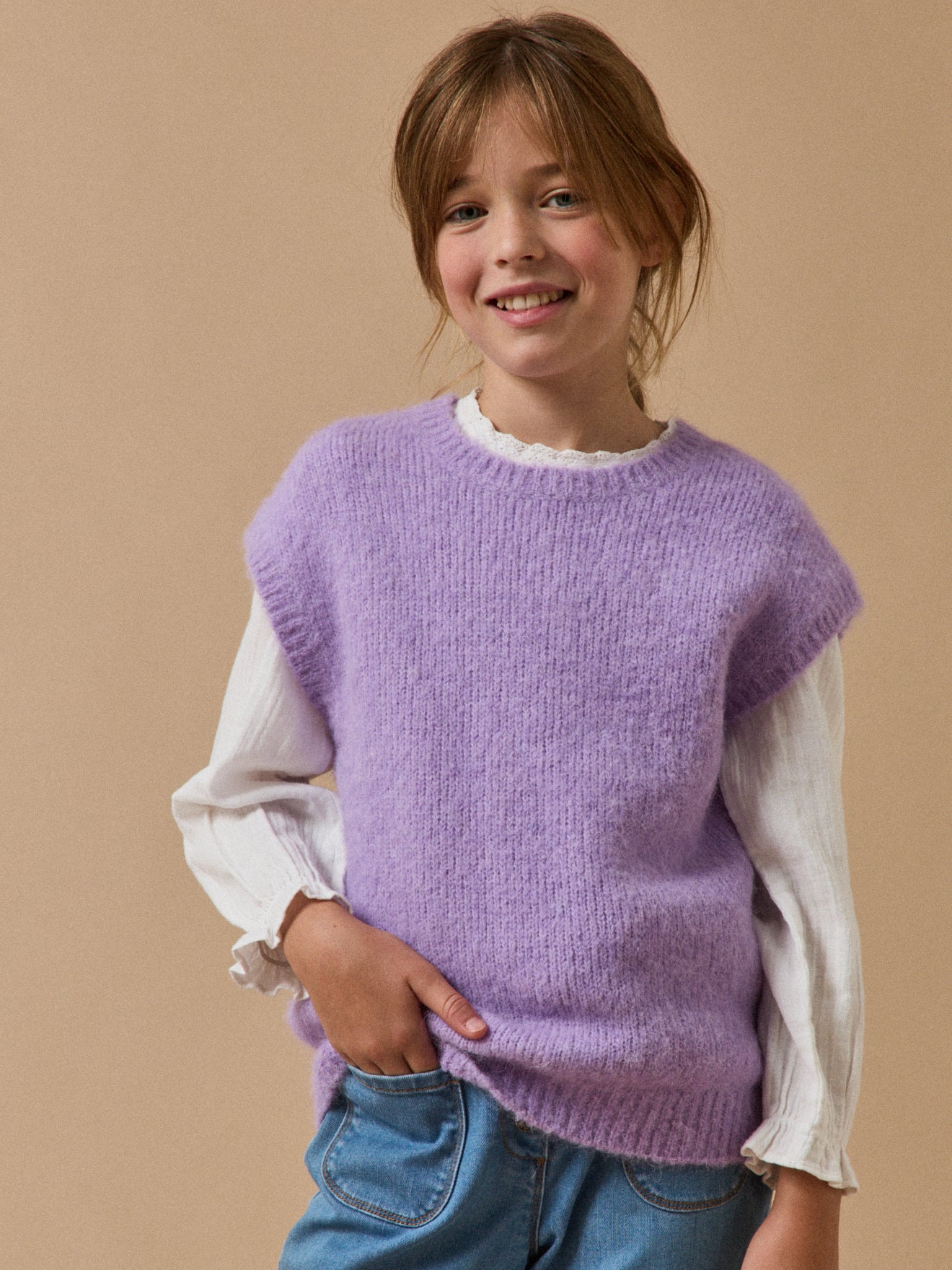 Pull sans manches Fille laine et alpaga Cyrillus FR