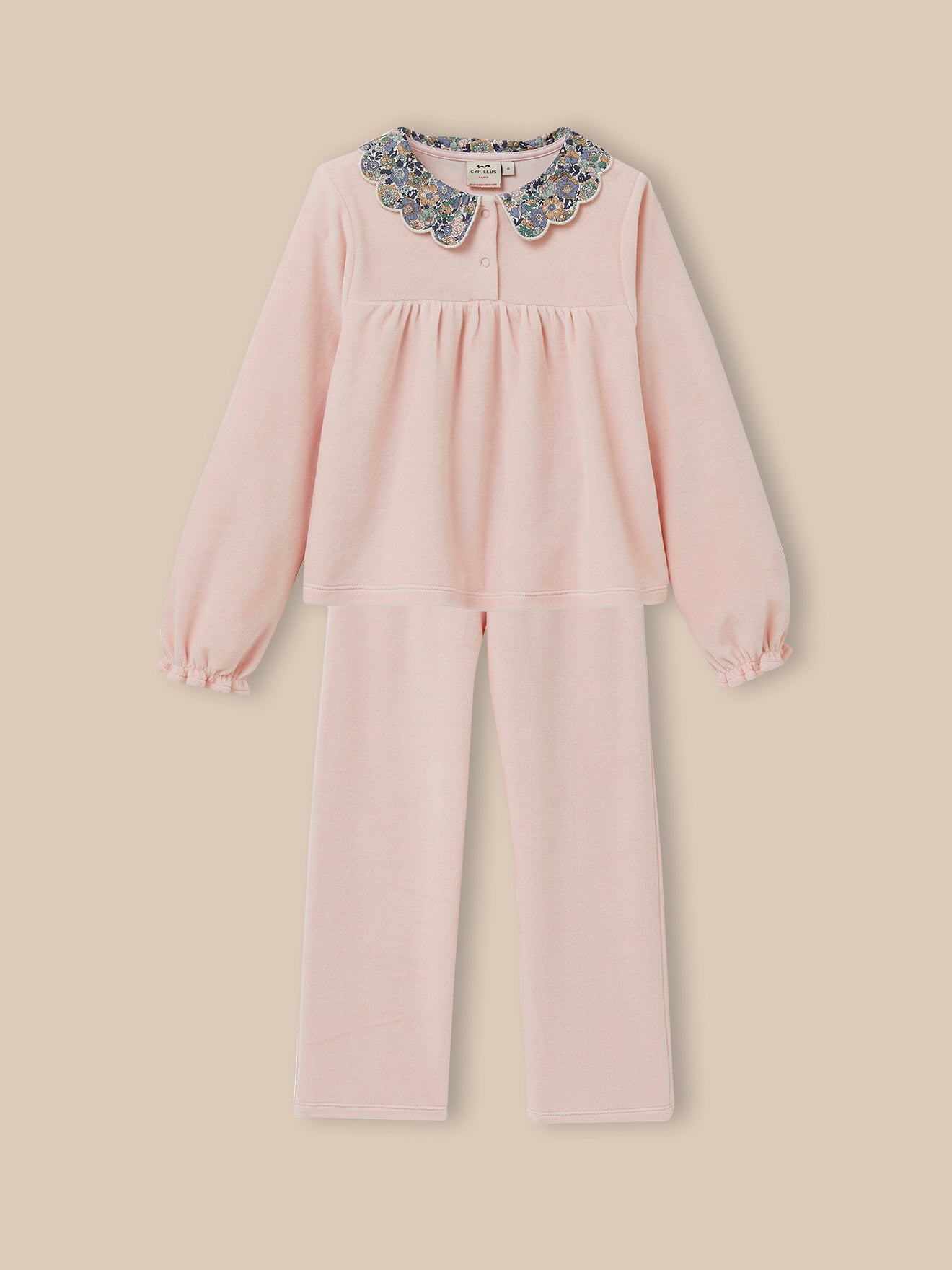 Pyjama en velours col en tissu Liberty Fille Cyrillus FR