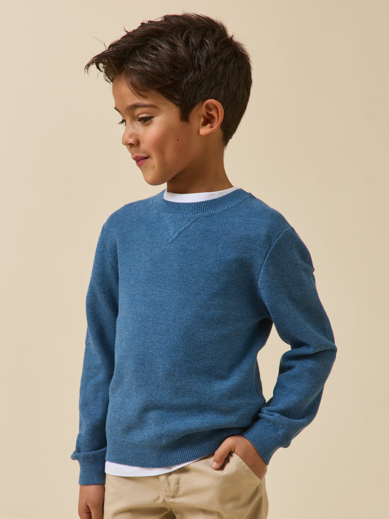 Pull Garçon Bleu nuit – Col Zippé en Maille Fine Pull Garçon Bleu nuit – Col Zippé en Maille Fine