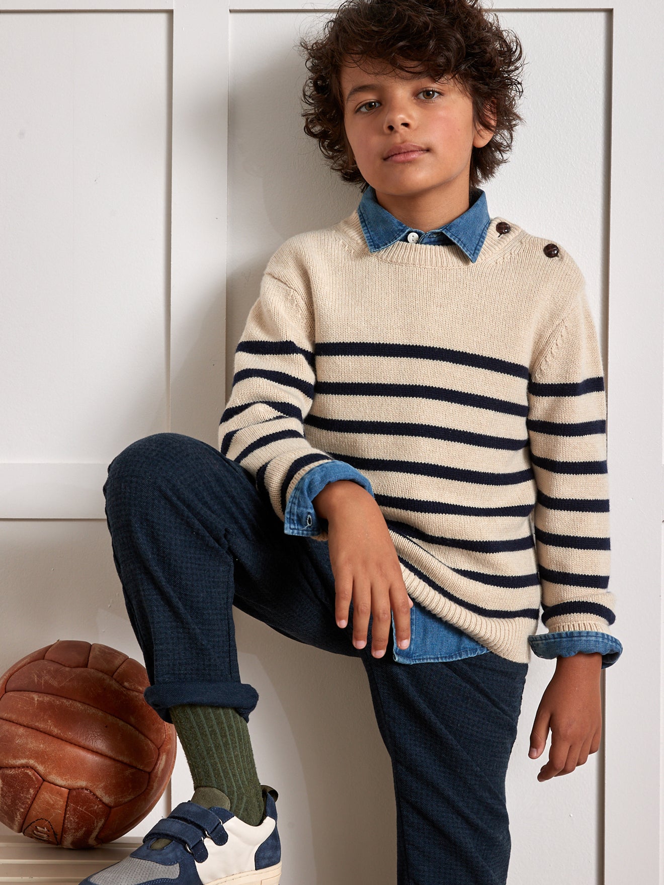 Pull marinière Garçon en laine majoritaire Cyrillus FR