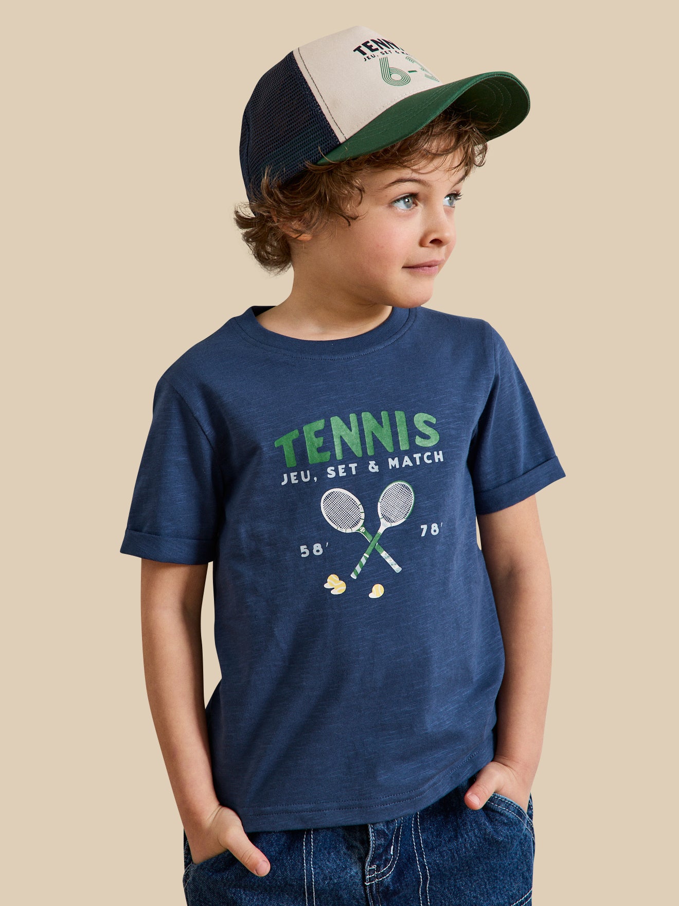 T-shirt Garçon Pep & Co – Bleu Imprimé Animal – Taille 7-8 Ans