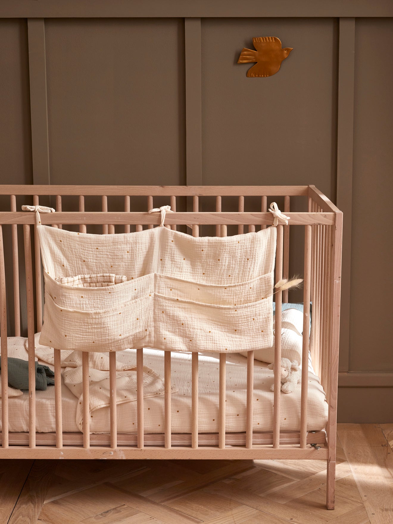 Sac de rangement pour lit de bébé en gaze de coton à motifs • Moment  Cocooning