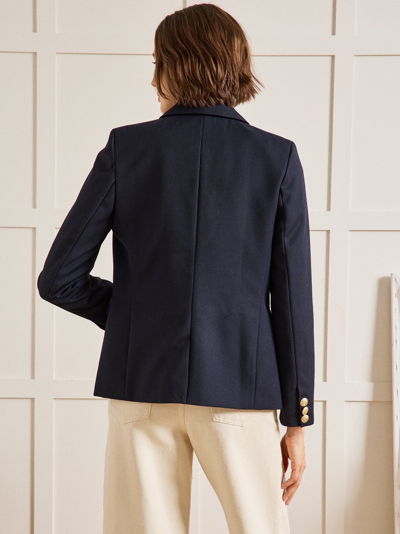 Veste blazer en twill femme boutons dorés