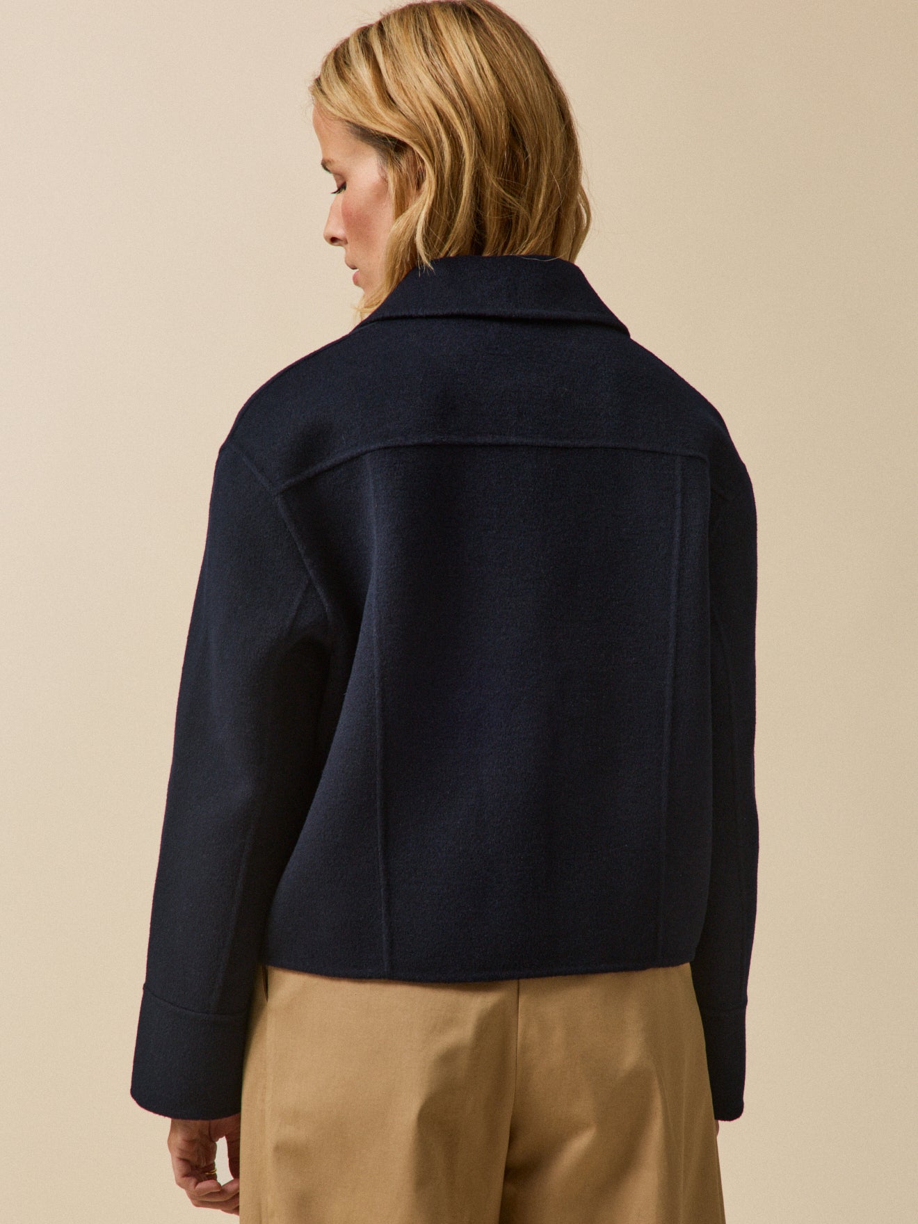 Veste boutonnée lainage double face femme