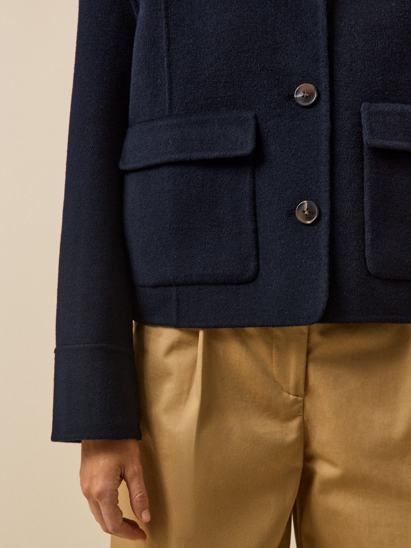 Veste boutonnée lainage double face femme