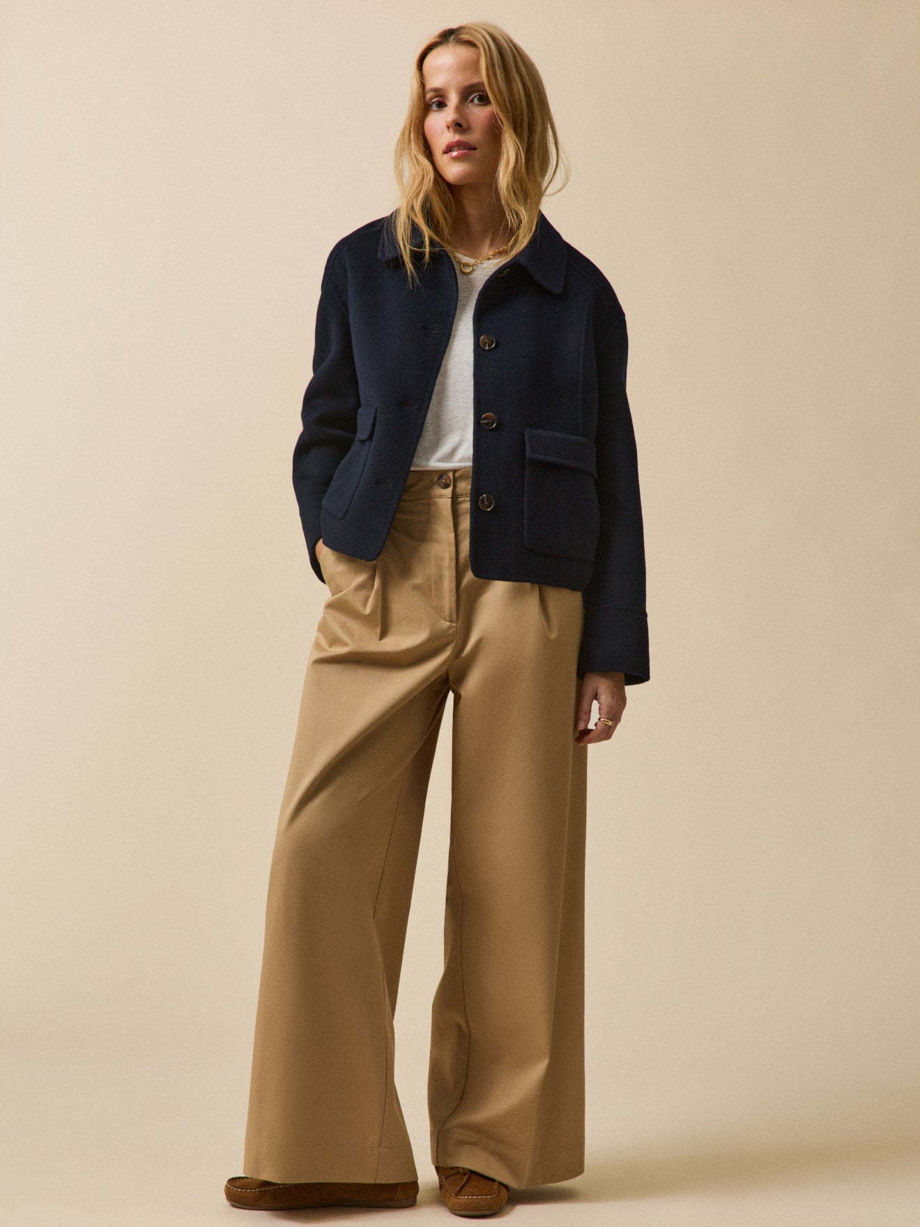 Veste boutonnée lainage double face femme