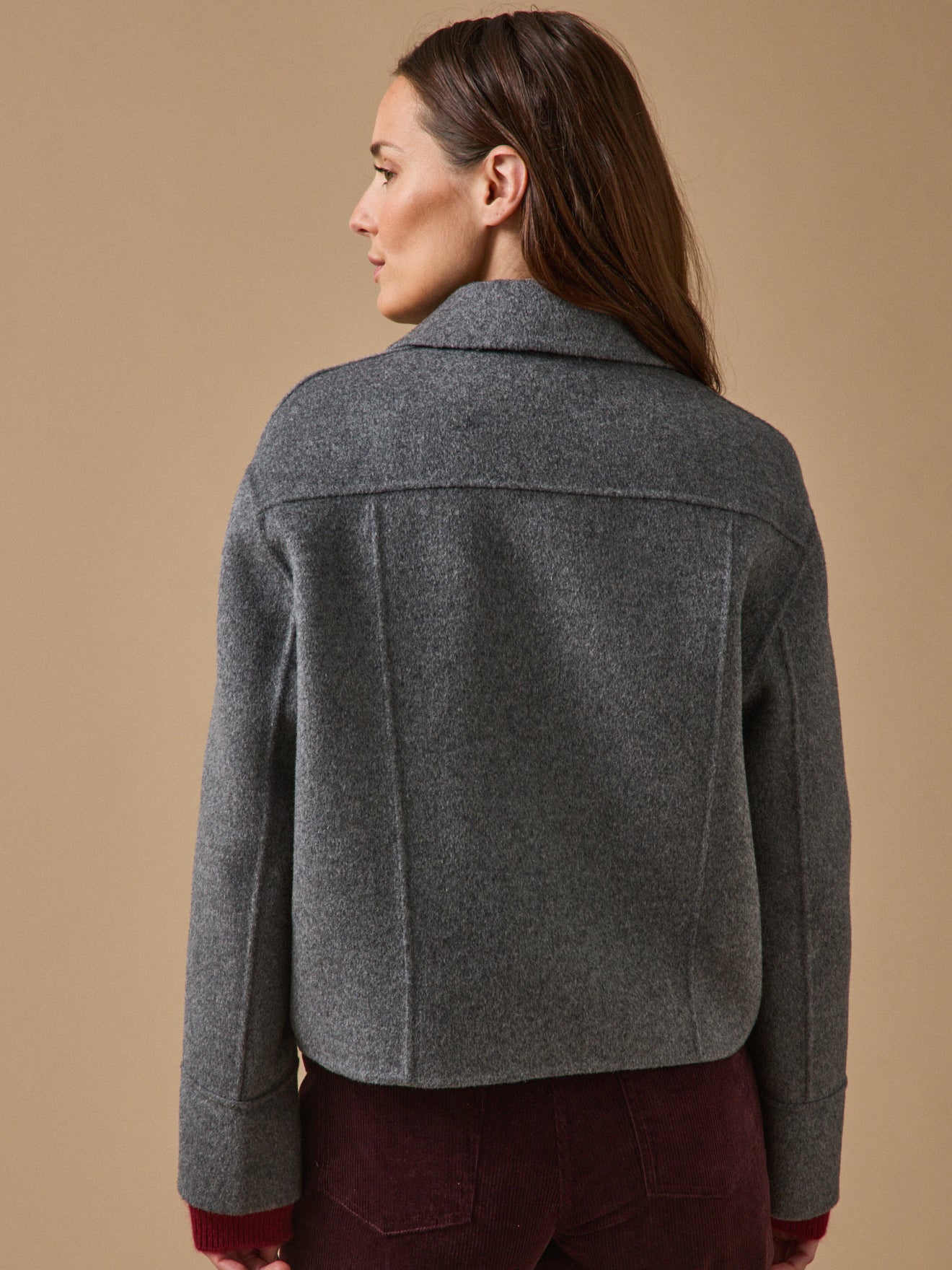 Veste boutonnée lainage double face femme