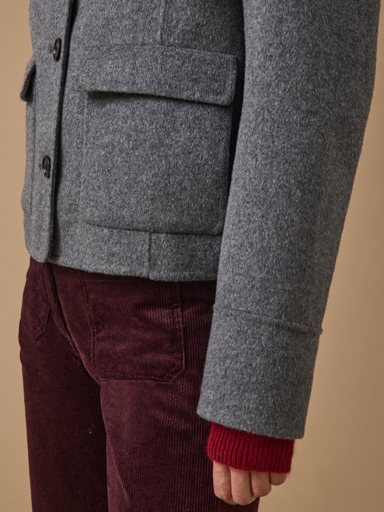 Veste boutonnée lainage double face femme