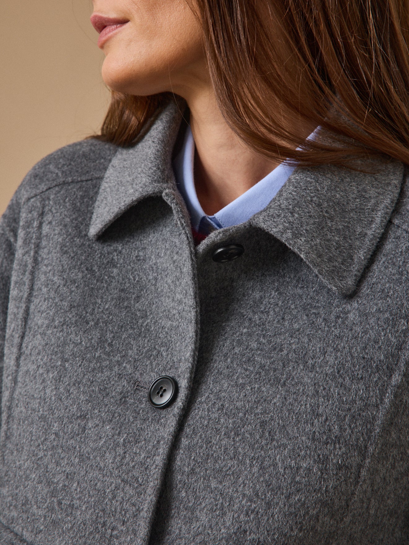 Veste boutonnée lainage double face femme