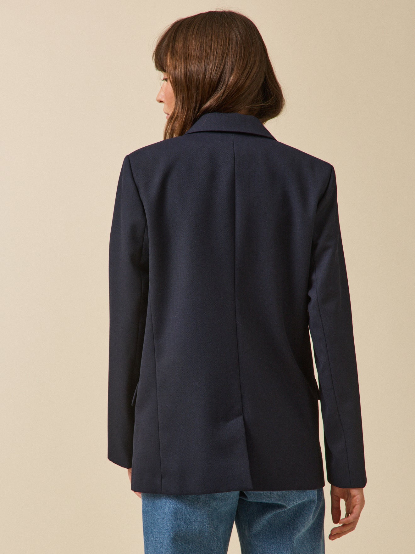 Veste blazer twill uni femme boutons dorés