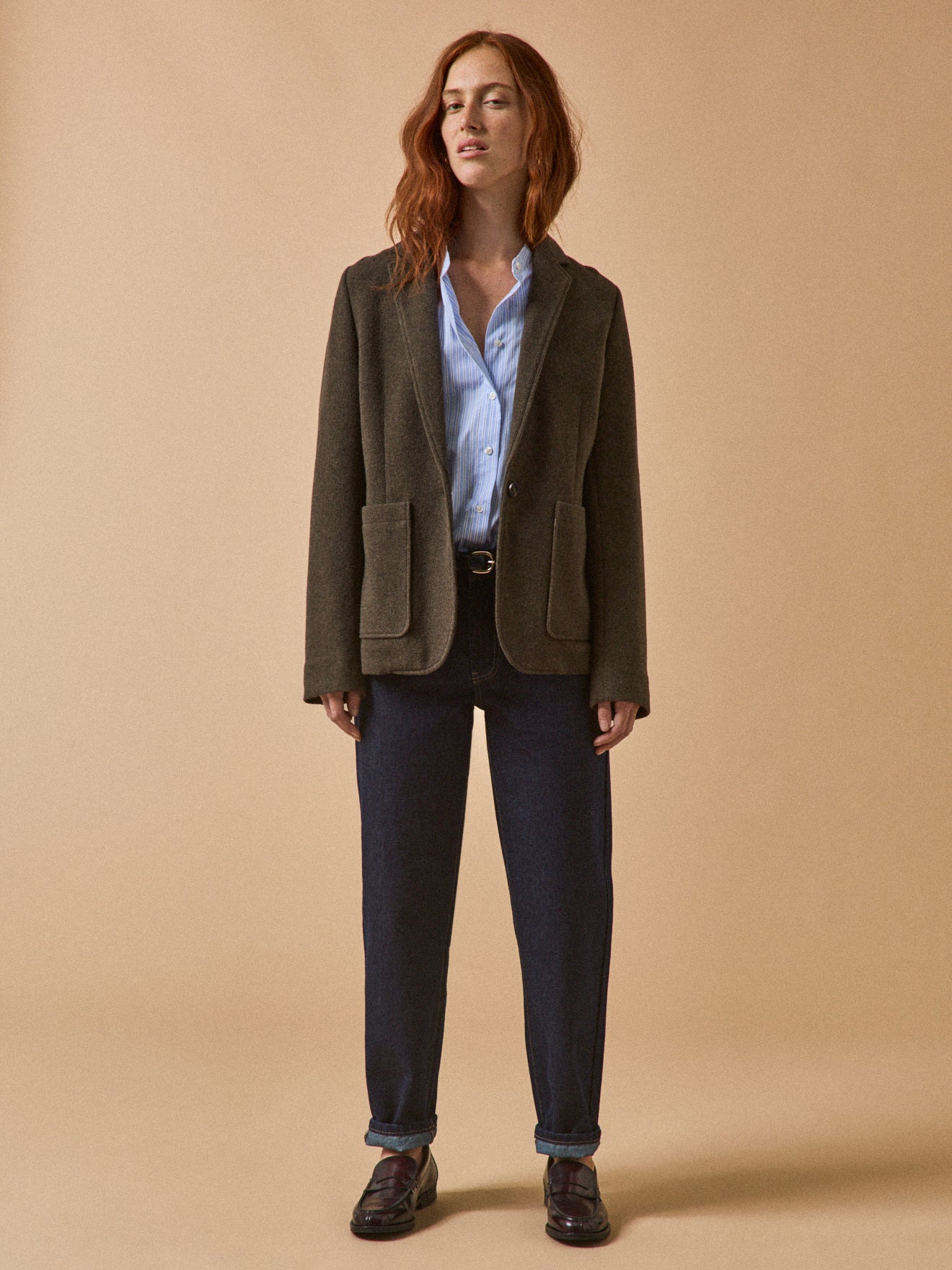 Veste tailleur maille souple unie femme