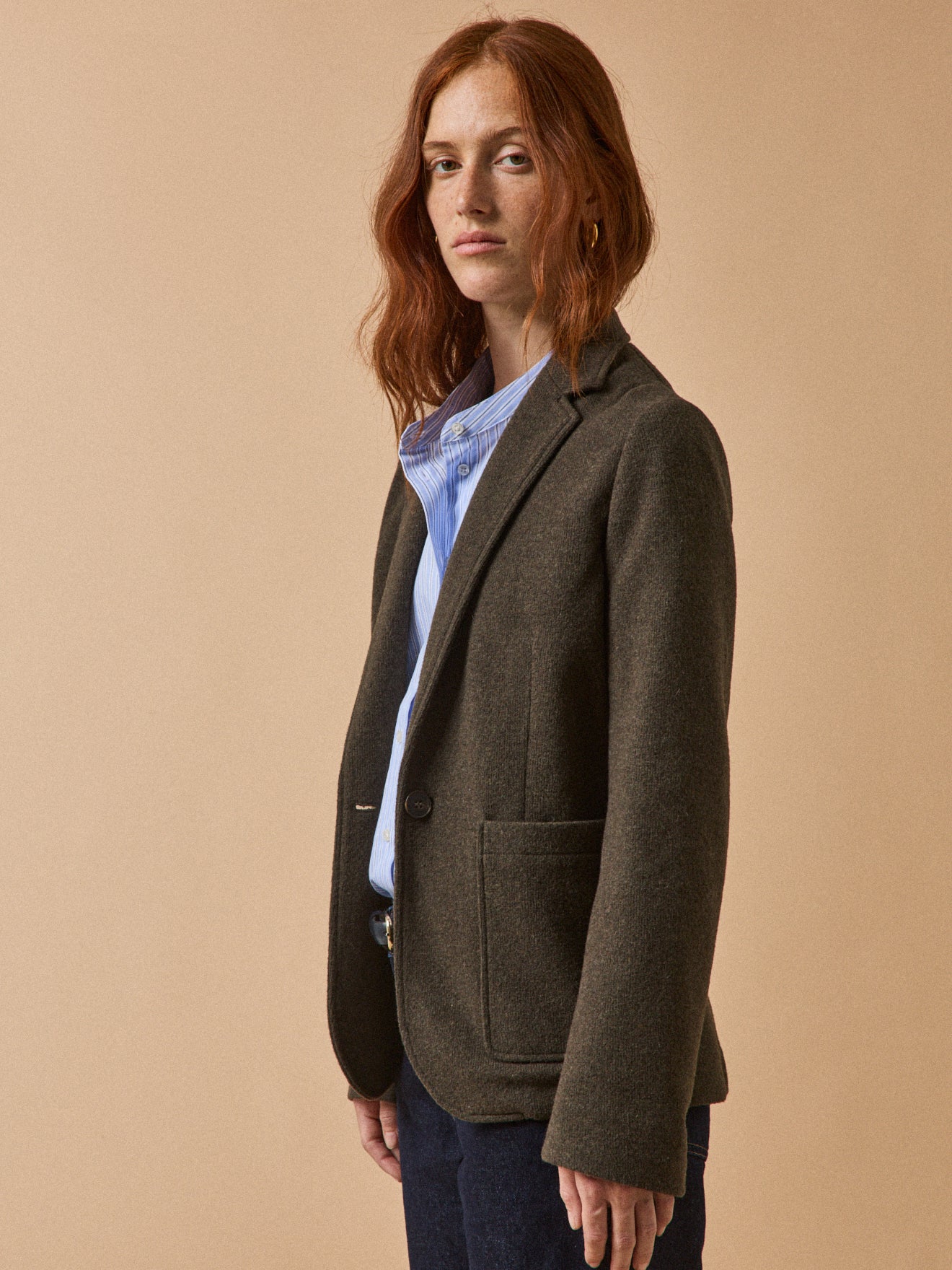 Veste tailleur maille souple unie femme