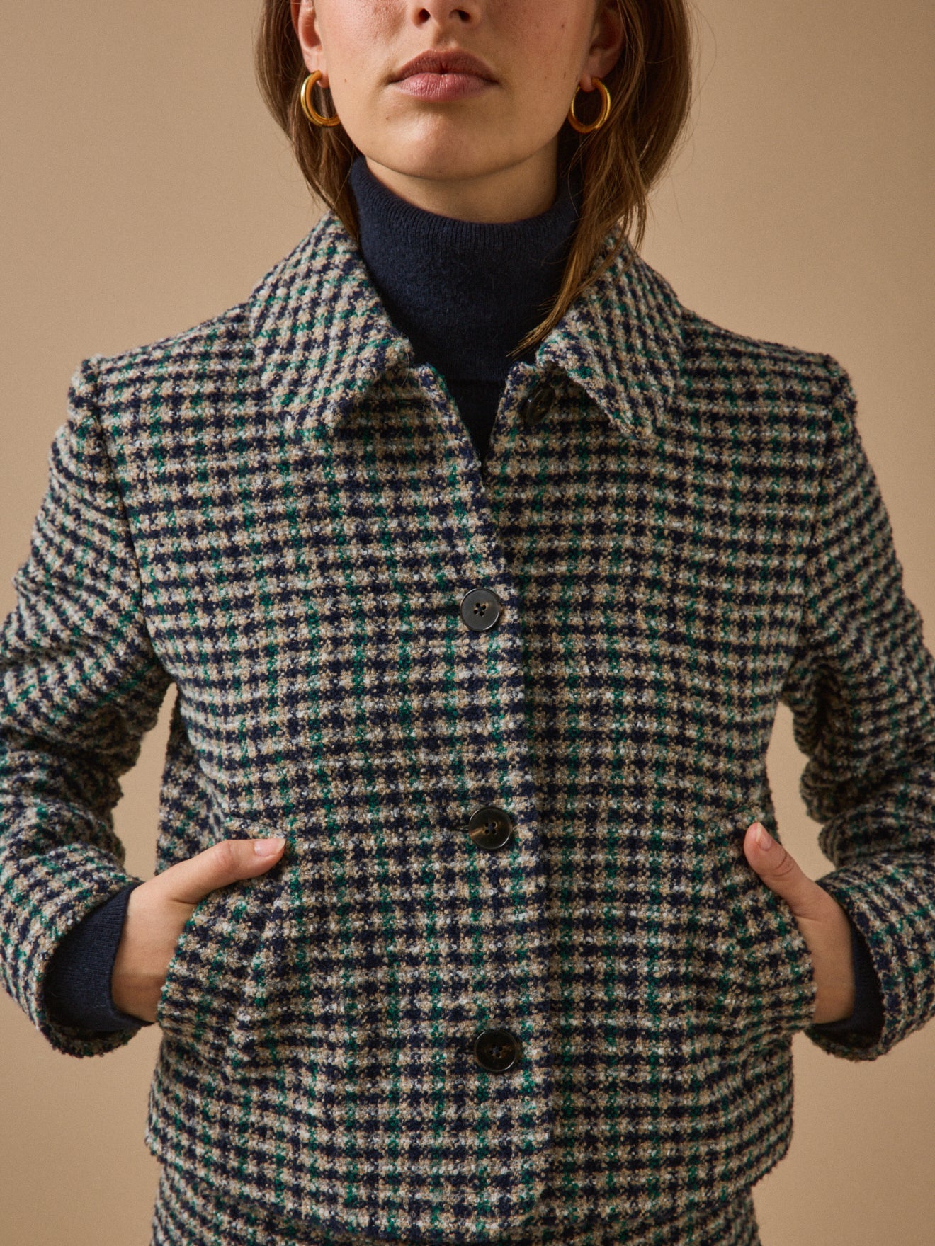 Veste tweed carreaux femme
