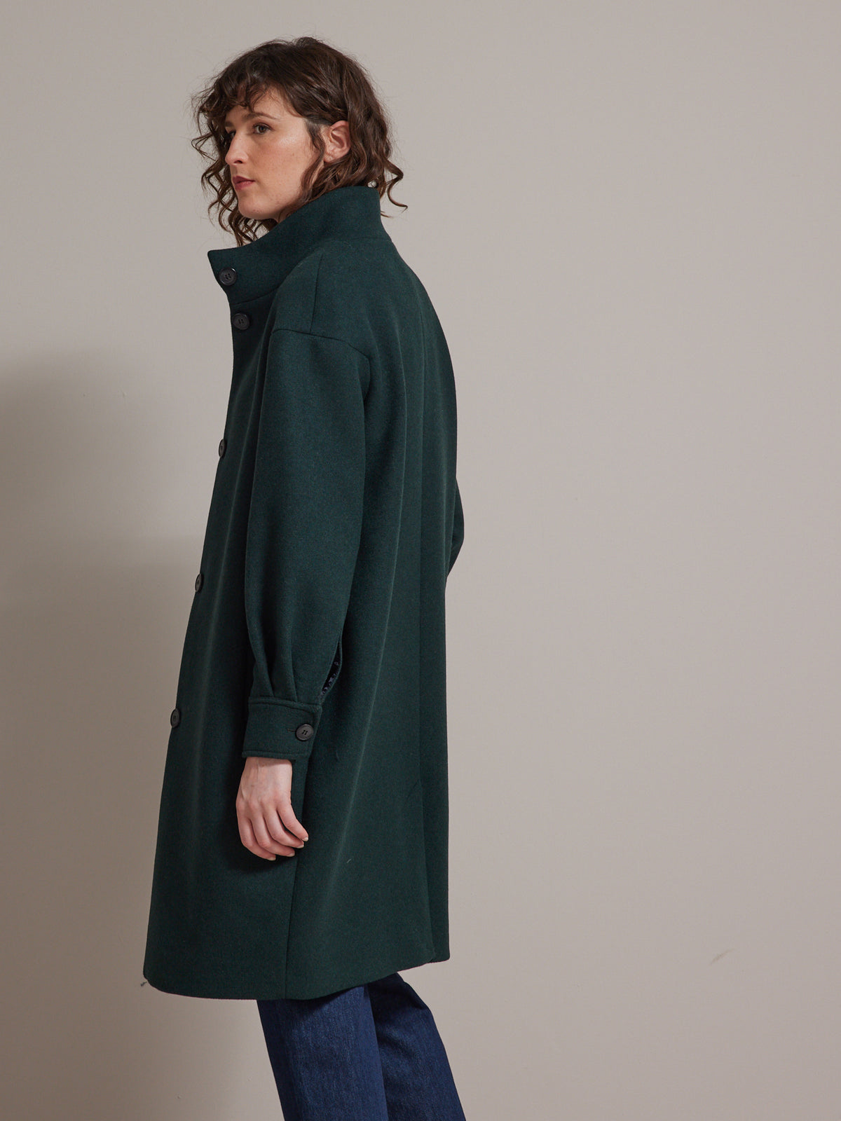 Manteau drap de laine uni femme laine recyclée