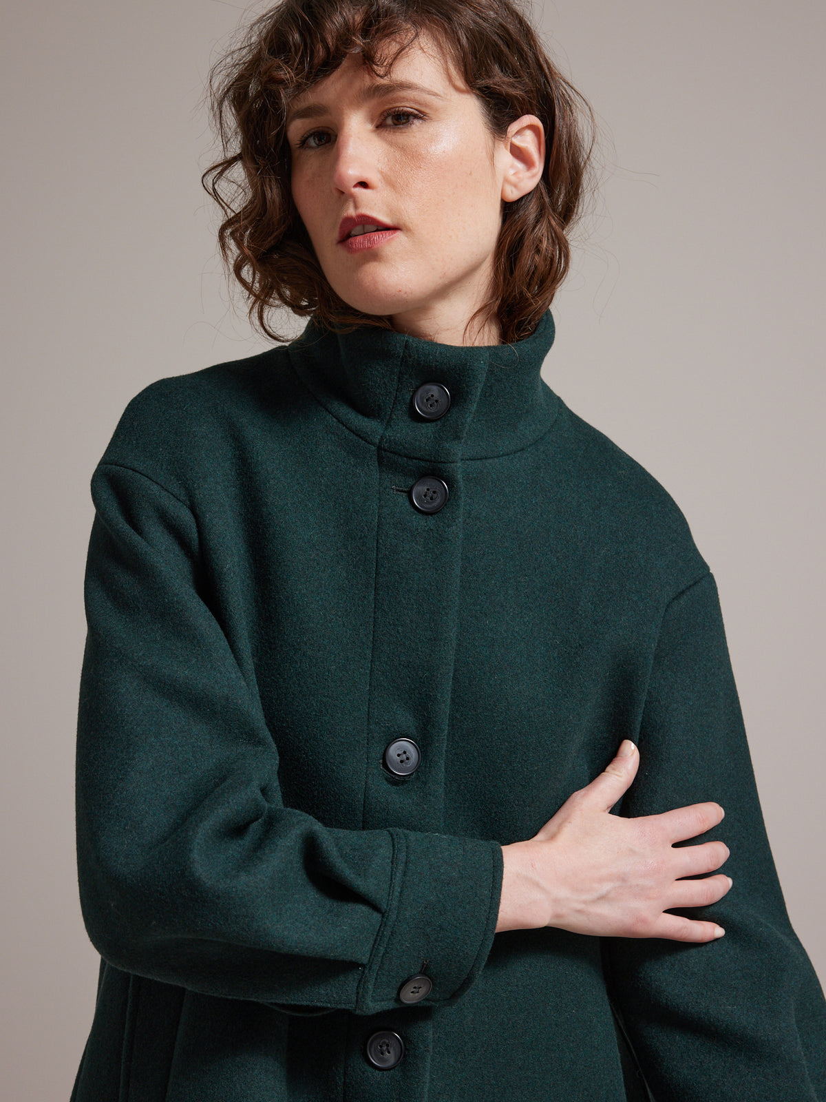 Manteau drap de laine uni femme laine recyclée