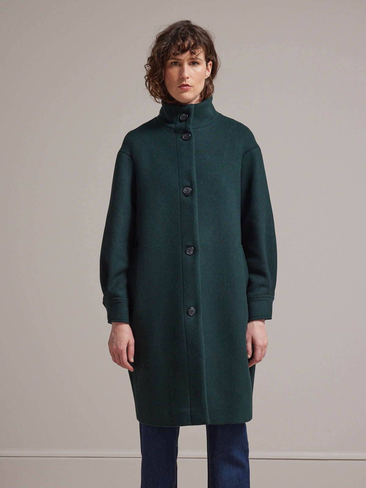 Manteau drap de laine uni femme laine recyclée