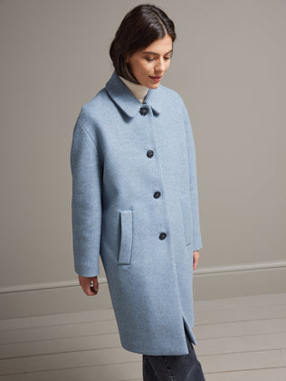 Manteau long drap de laine femme laine recyclée