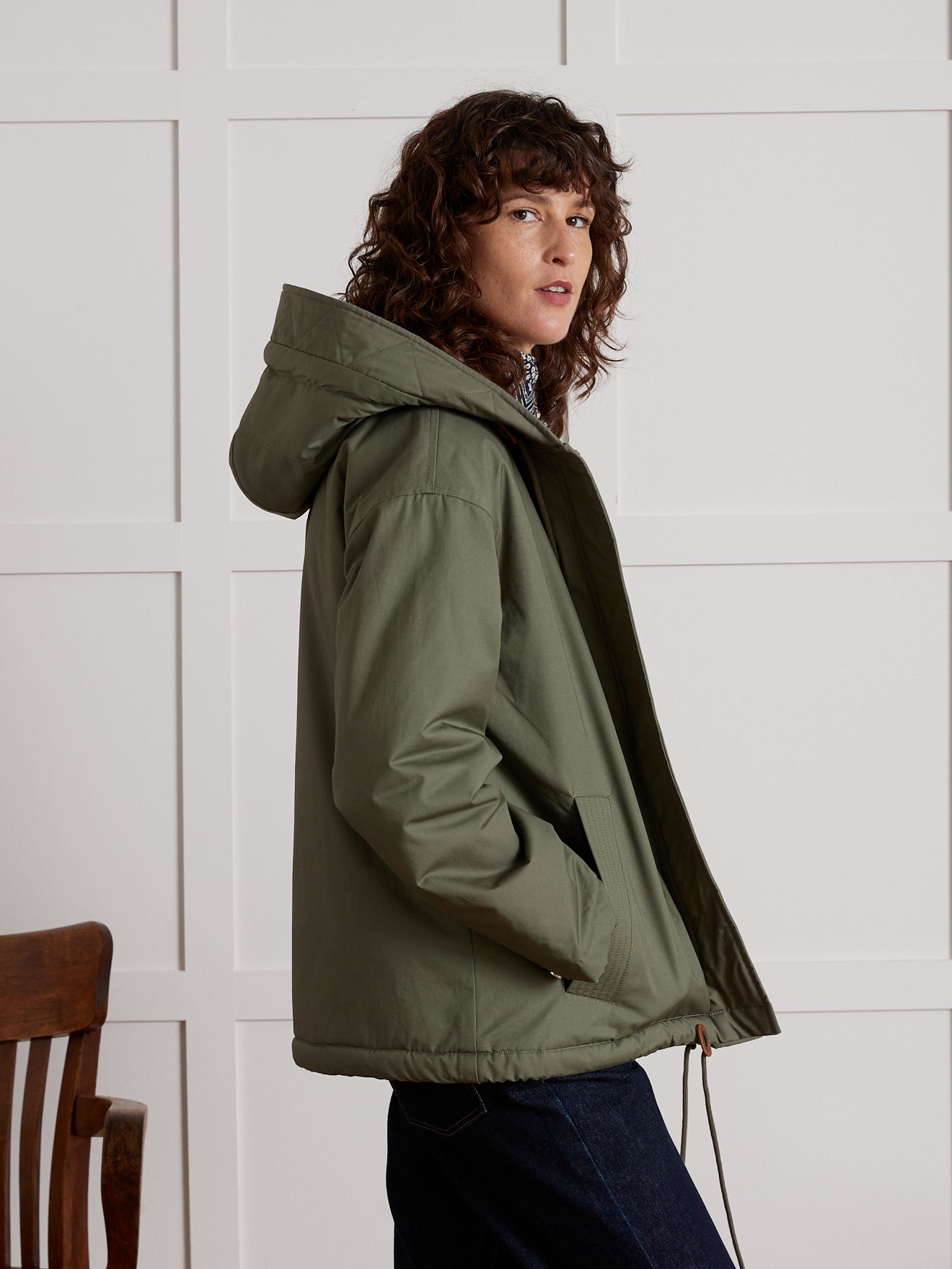 Parka courte femme doublée imitation fourrure