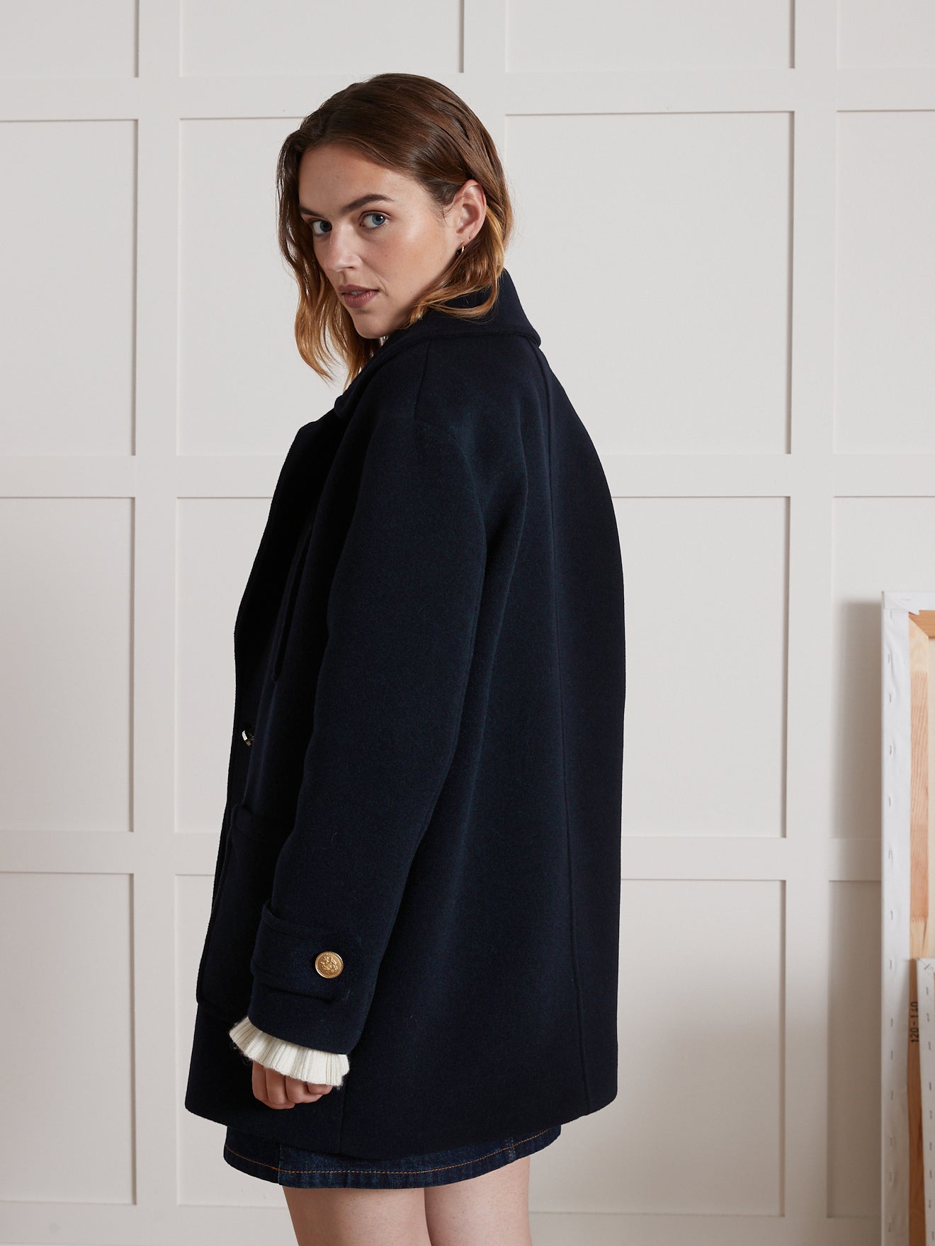 Manteau caban lainage uni femme