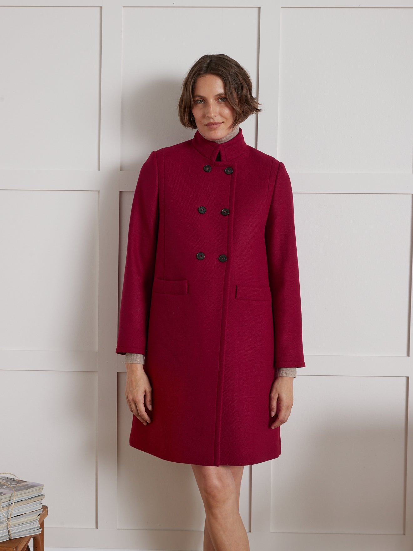 Manteau rouge laine fashion femme