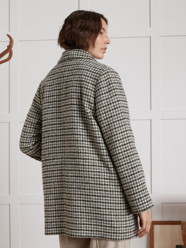 Manteau Femme One Step - Laine à Carreaux Bleus, Taille 46, Neuf Avec étiquettes, Chaud Et Décontracté
