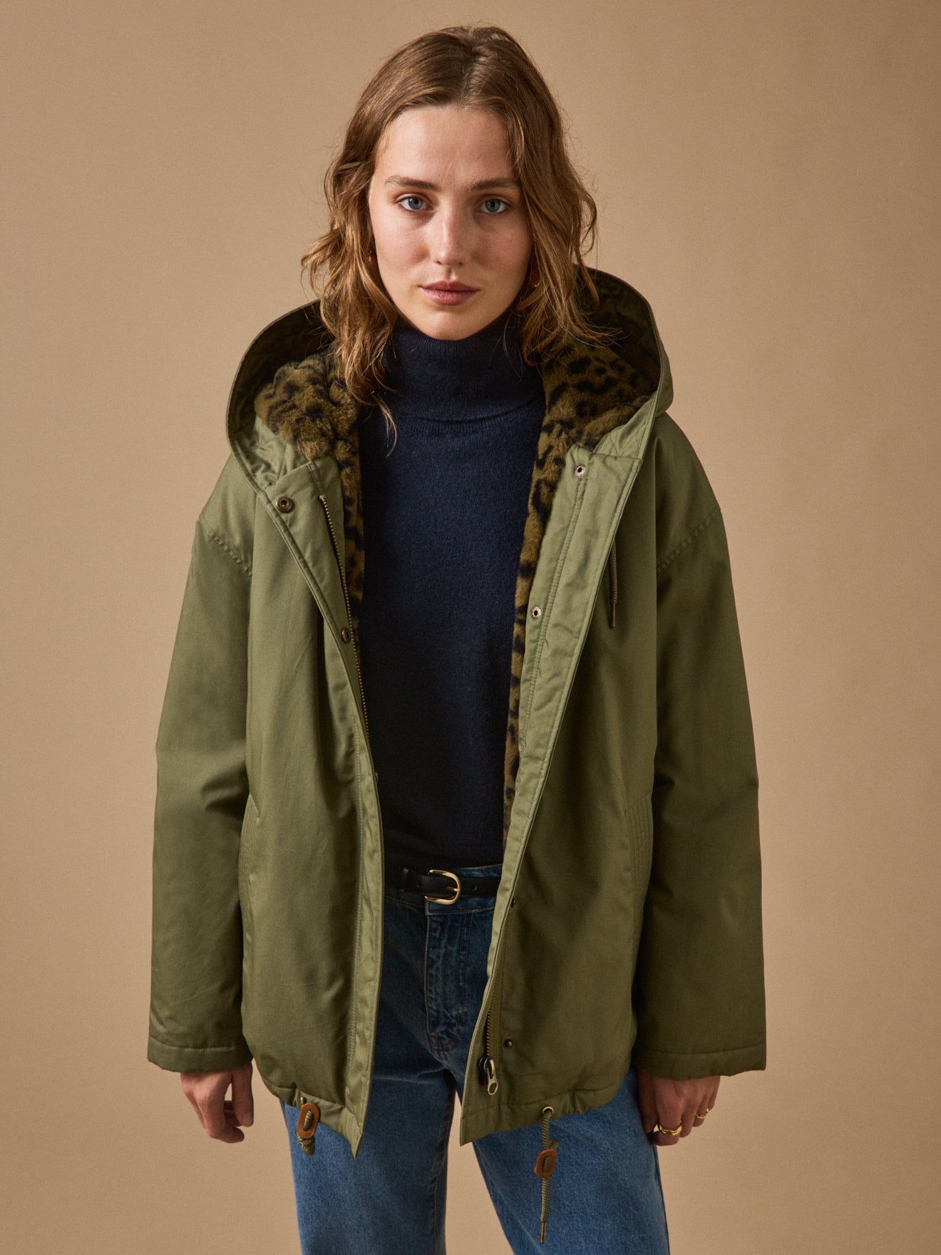 Parka courte femme doublée imitation fourrure