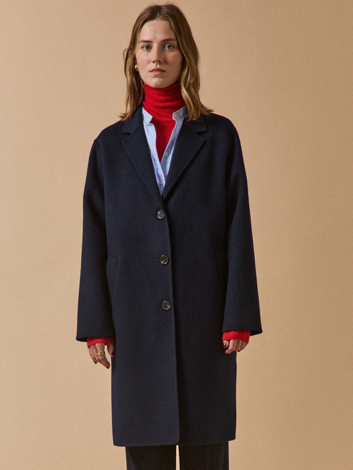 Manteau lainage double face femme