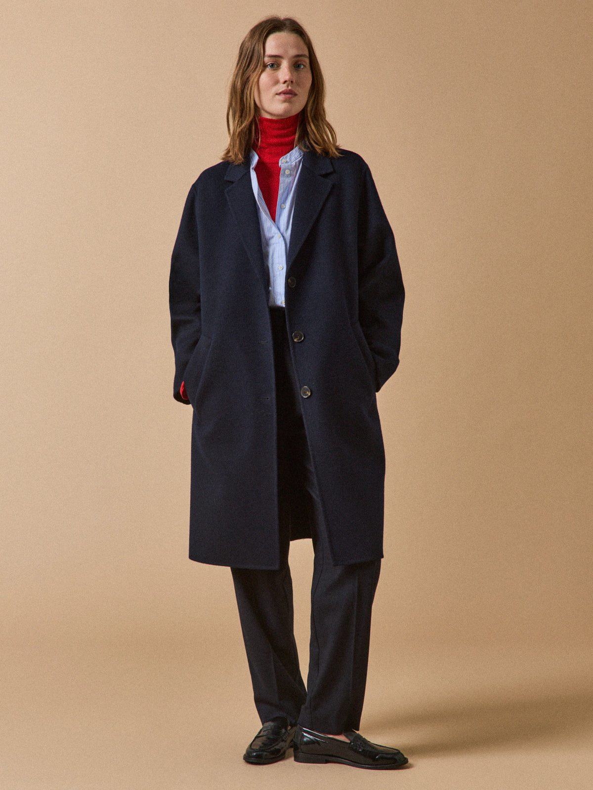 Manteau lainage double face femme