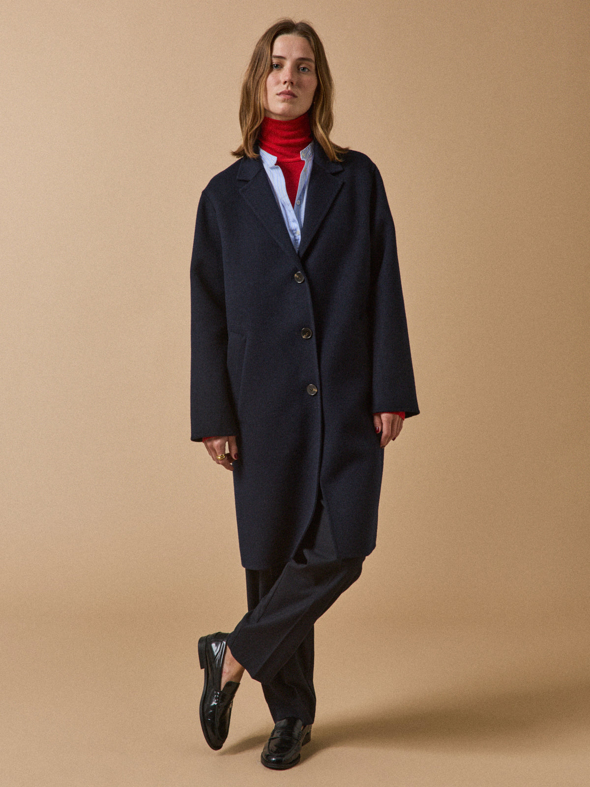 Manteau lainage double face femme
