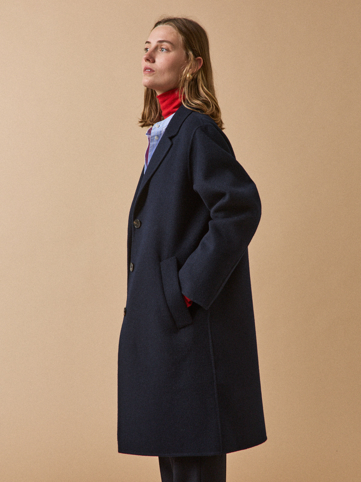 Manteau lainage double face femme