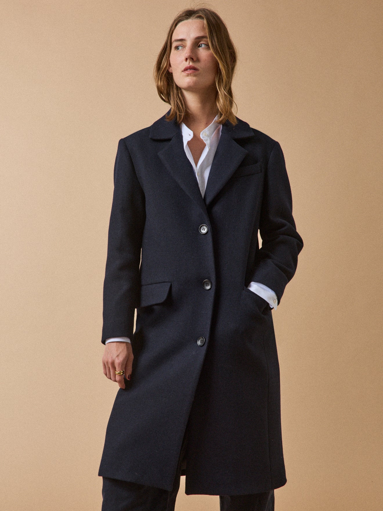 Manteau long lainage femme