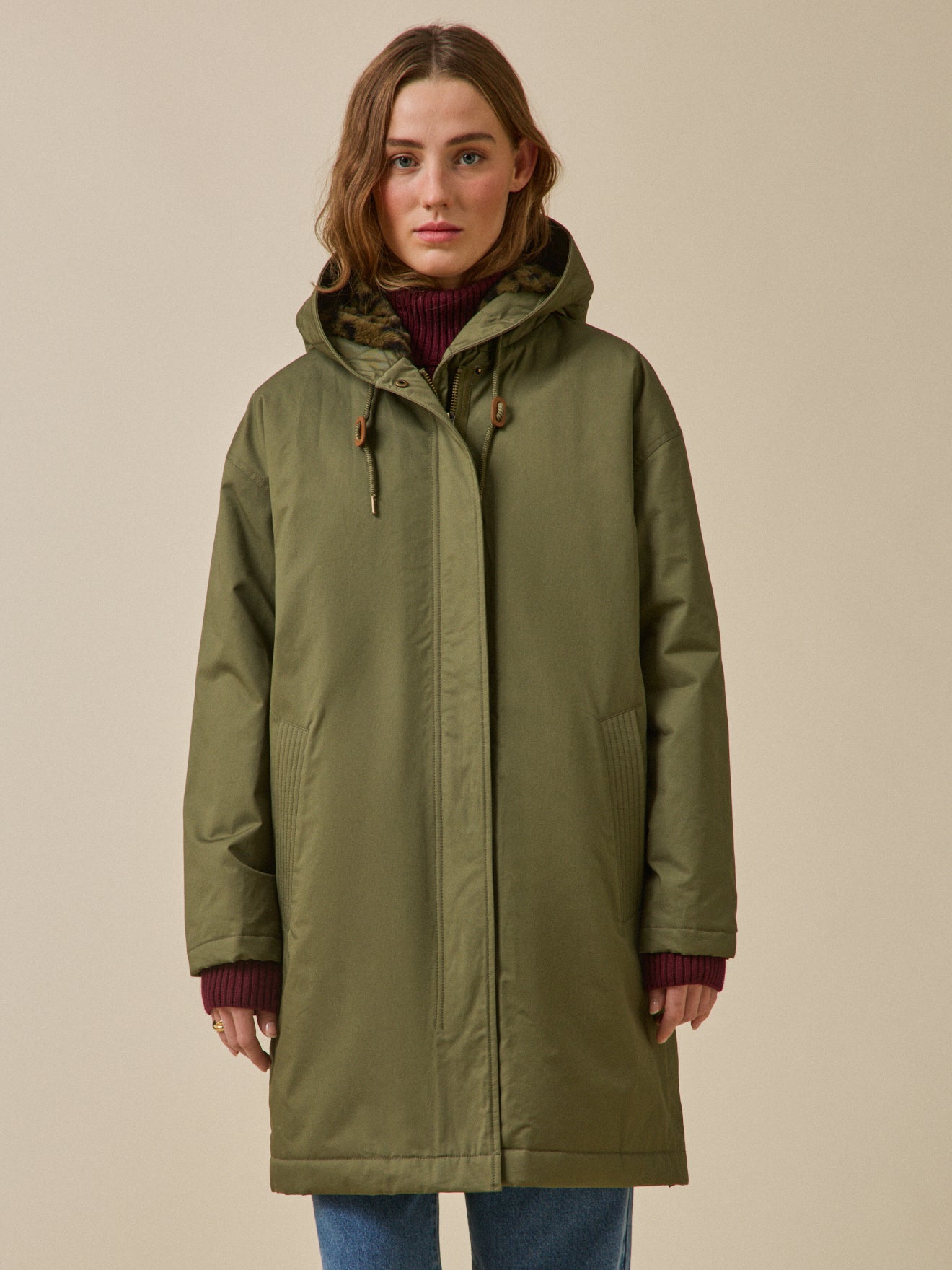 Parka mi-longue femme doublée imitation fourrure