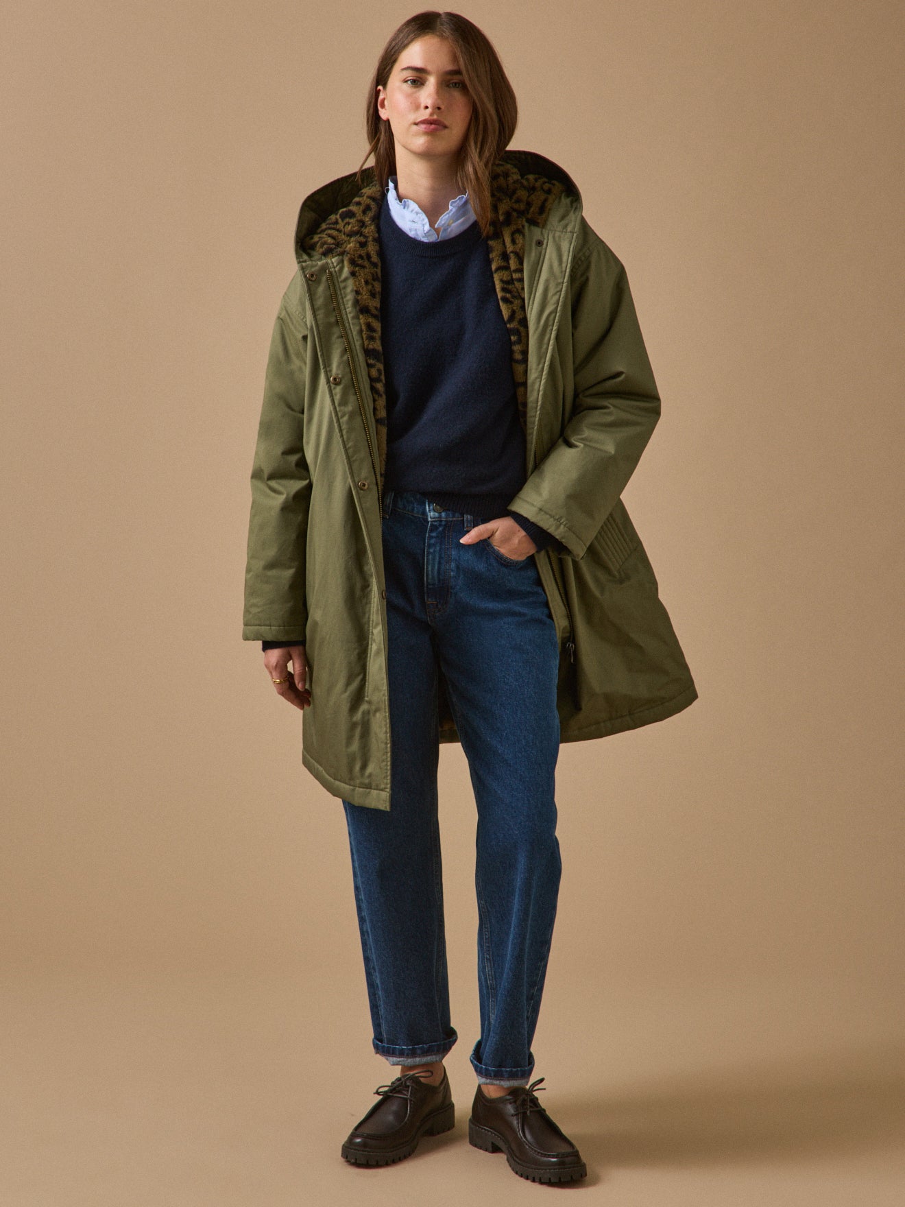 Parka mi-longue femme doublée imitation fourrure