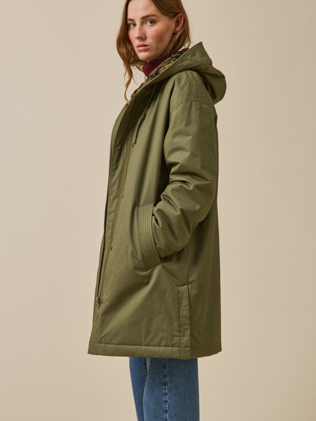 Parka mi-longue femme doublée imitation fourrure