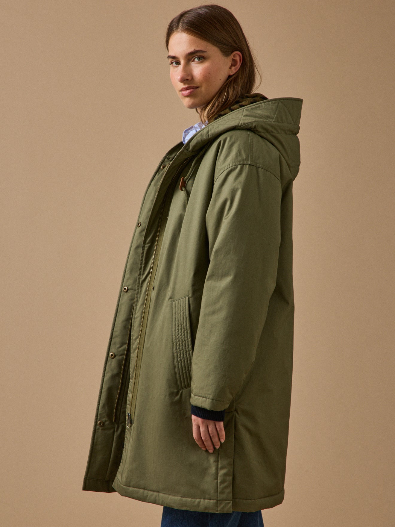 Parka mi-longue femme doublée imitation fourrure