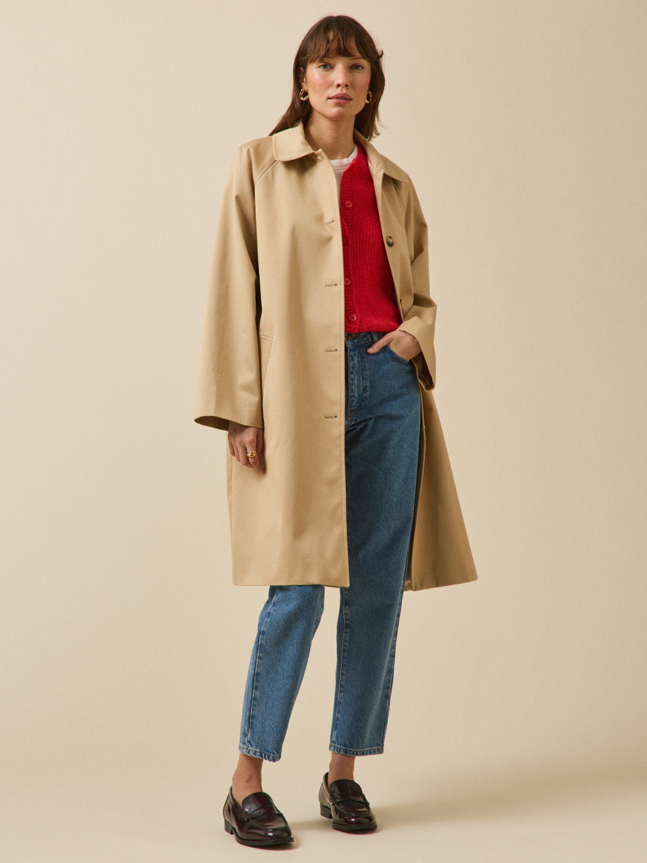 Trench long coton biologique femme